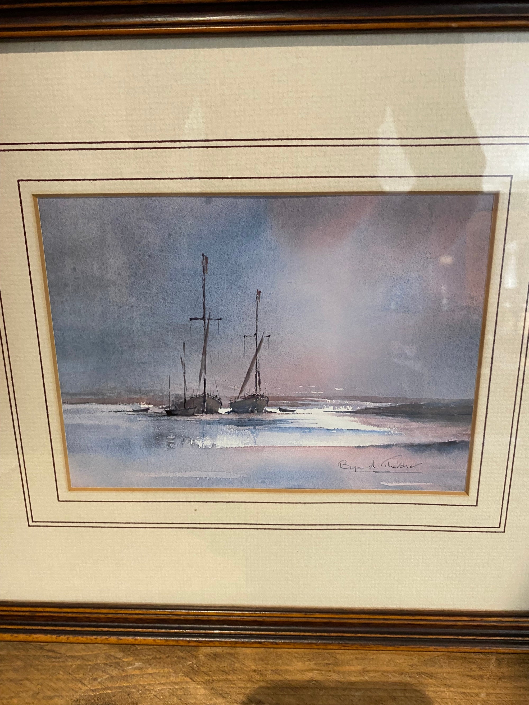 Bryan A Thatcher , Watercolour, Boats On The Coast