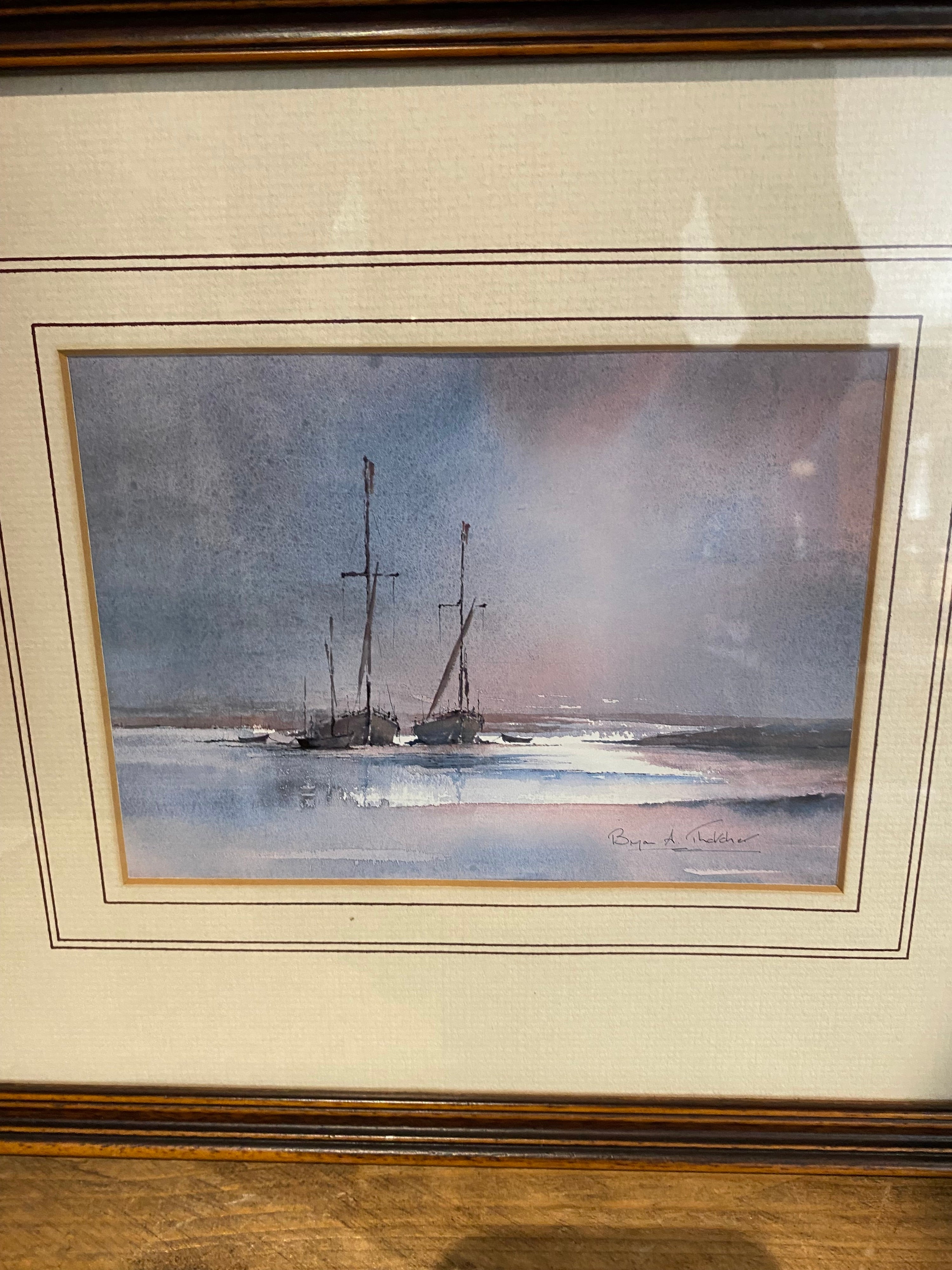 Bryan A Thatcher , Watercolour, Boats On The Coast