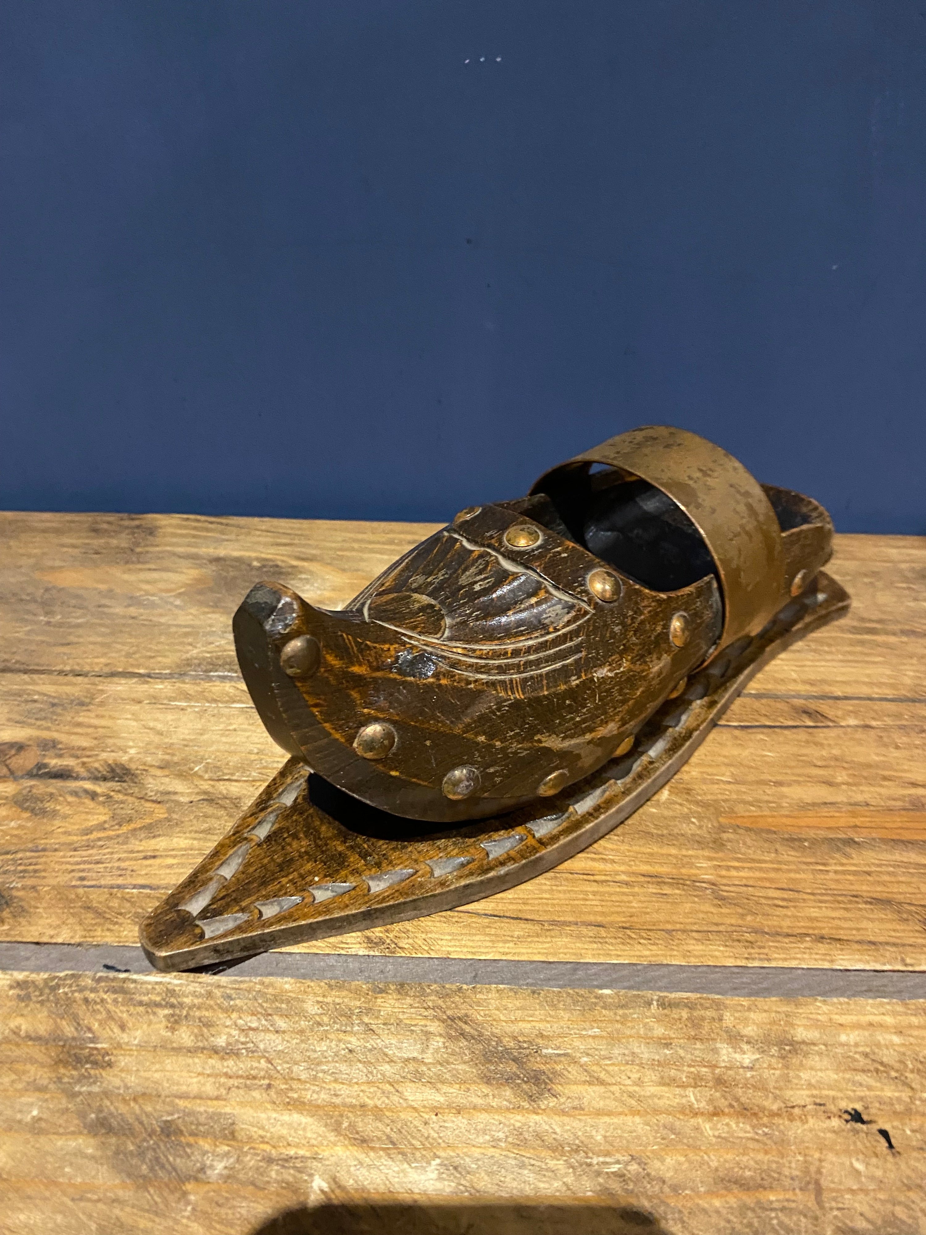 Vintage Carved Clog Wall Pocket , Wall Hanger