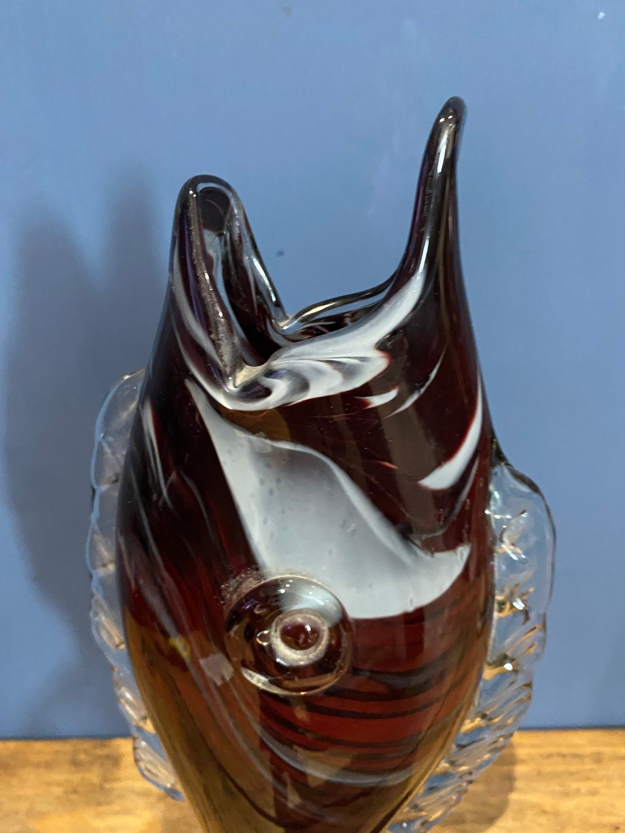 Vintage Retro Glass Fish Vase , Murano