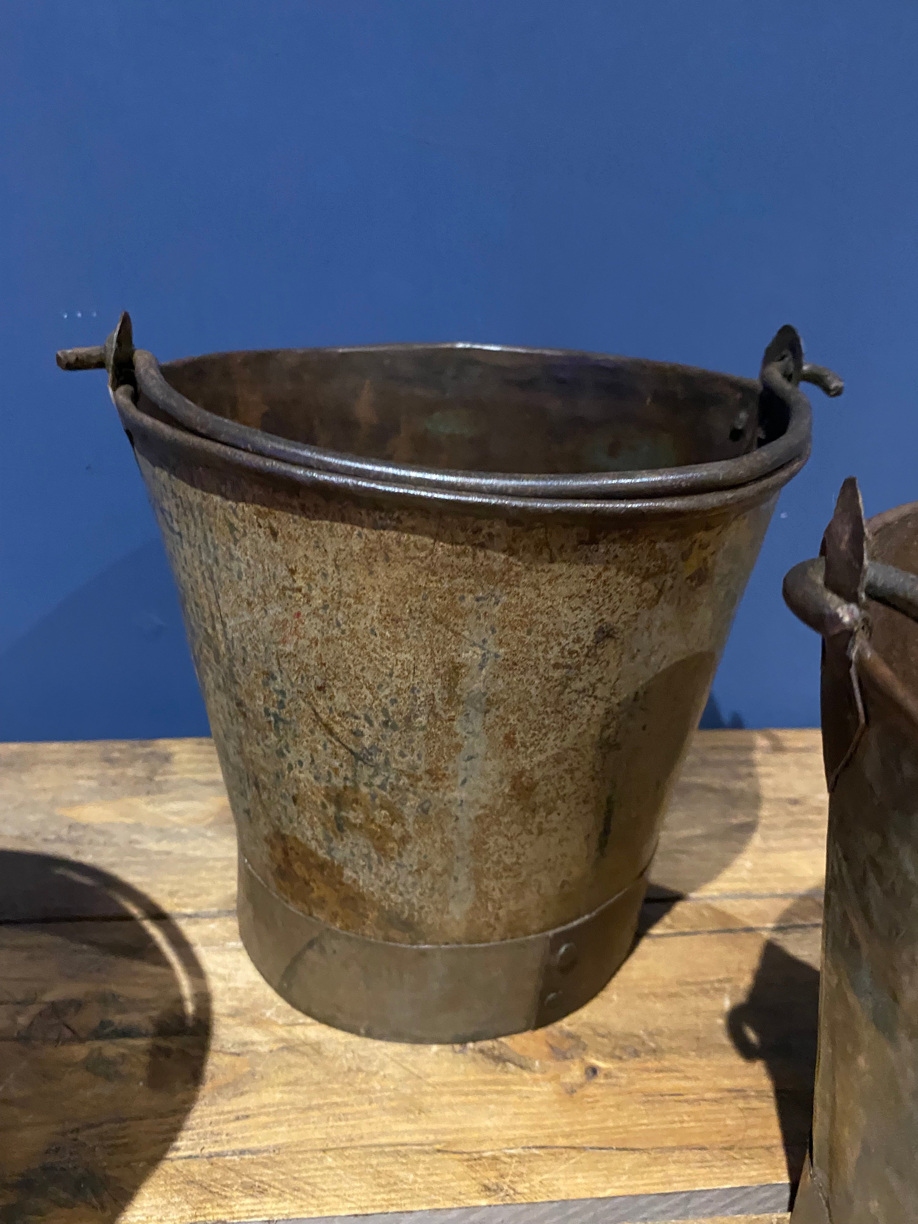 3 X Vintage Galvanised Buckets , Medium