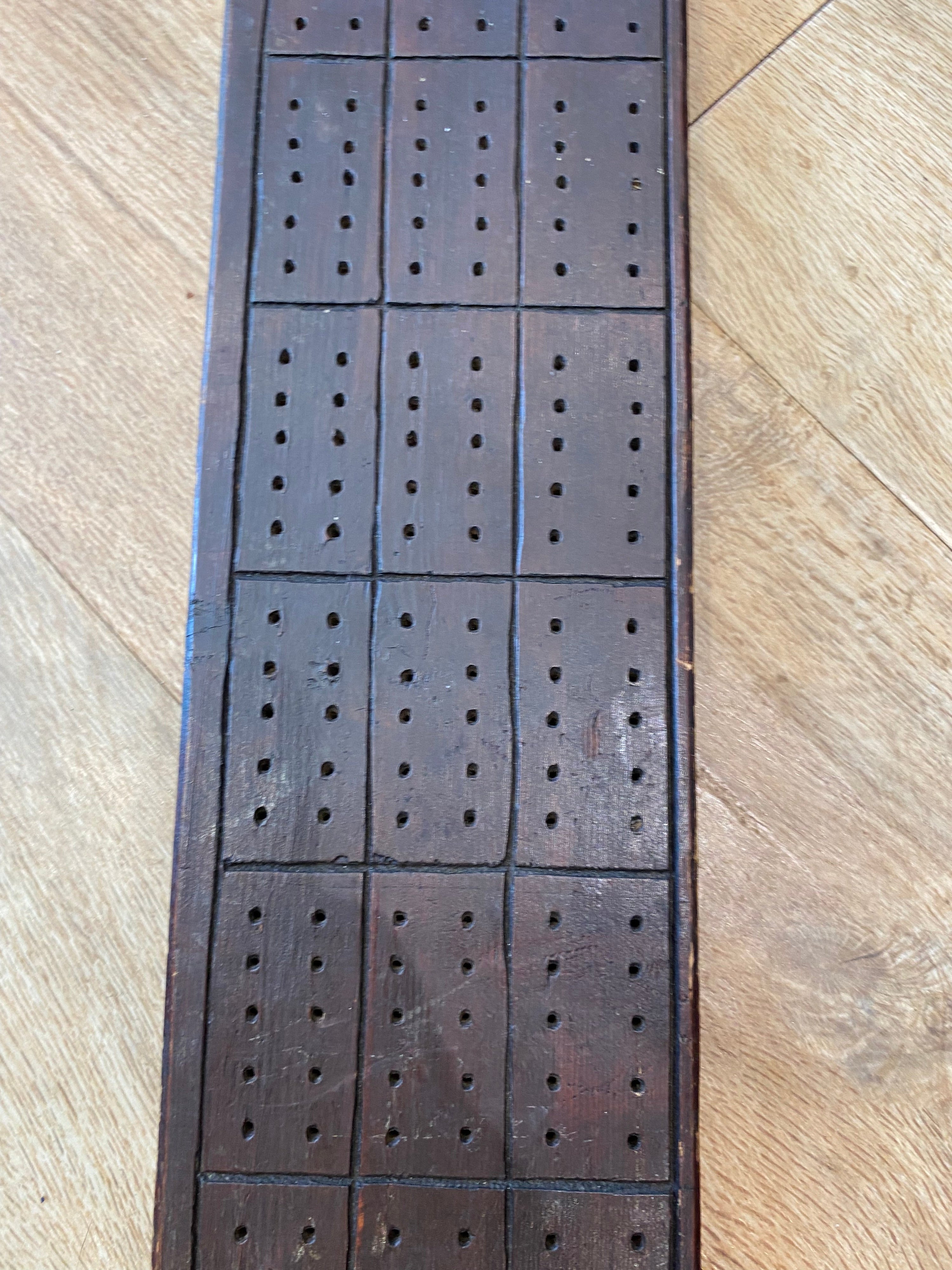 Extra Large Antique Wood Cribbage Board, 30 Inches Long
