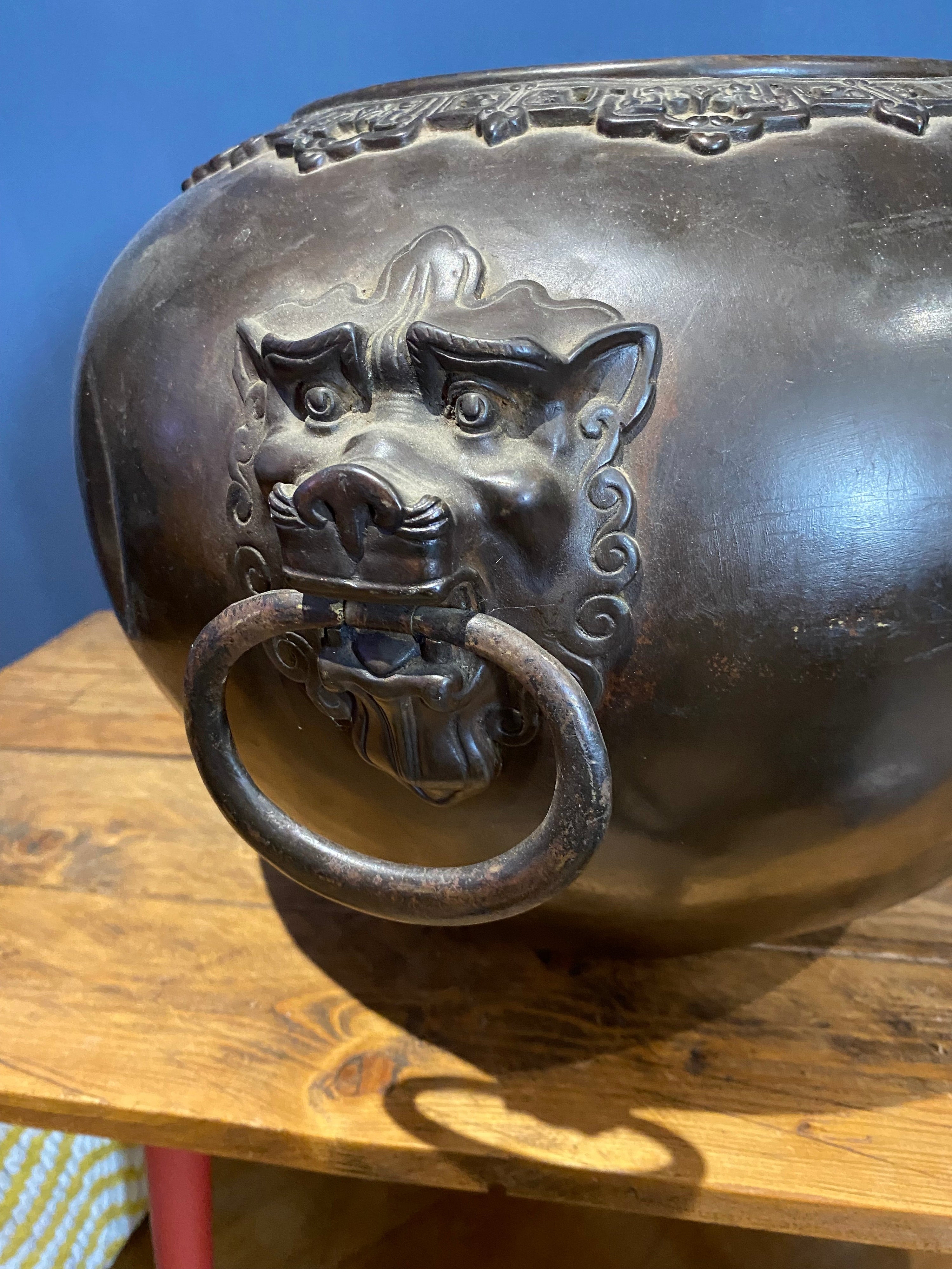 Large Antique Bronze Chinese Jardiniere Planter, Please See Photos.