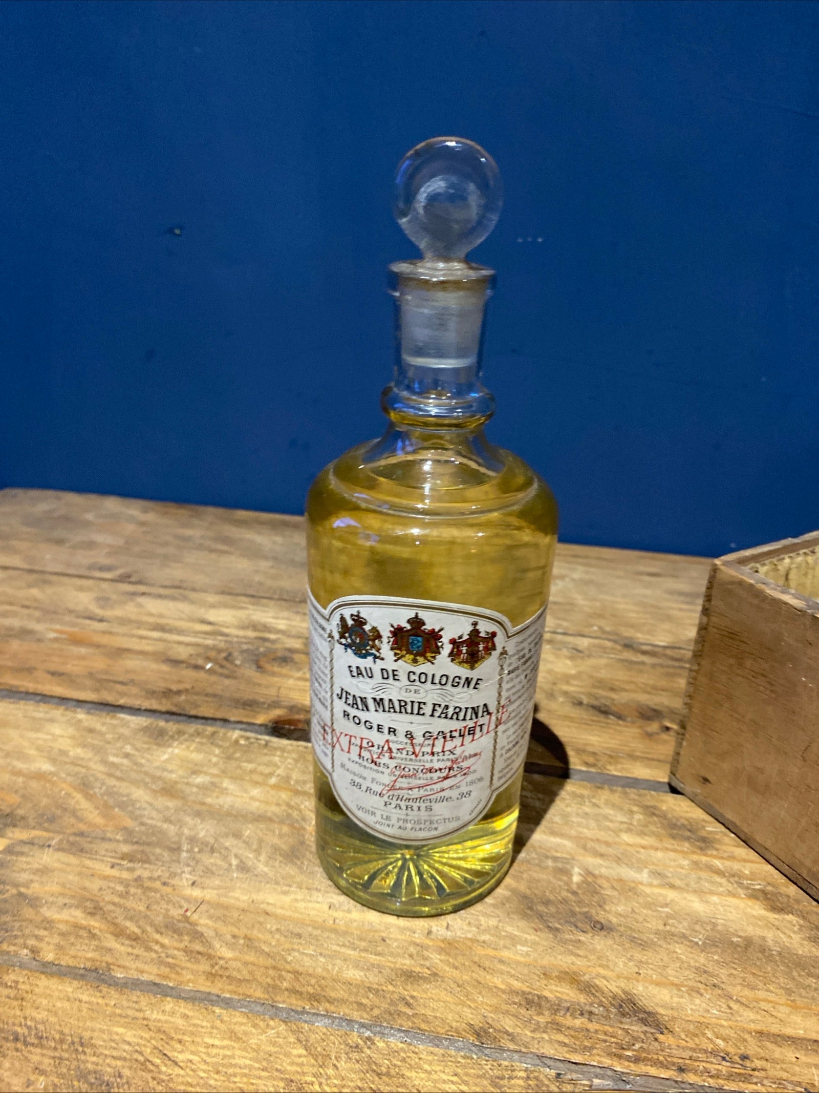 Antique Jean Marie Farina, Roger & Gallet , Eau De Cologne. Full Bottle, Rare