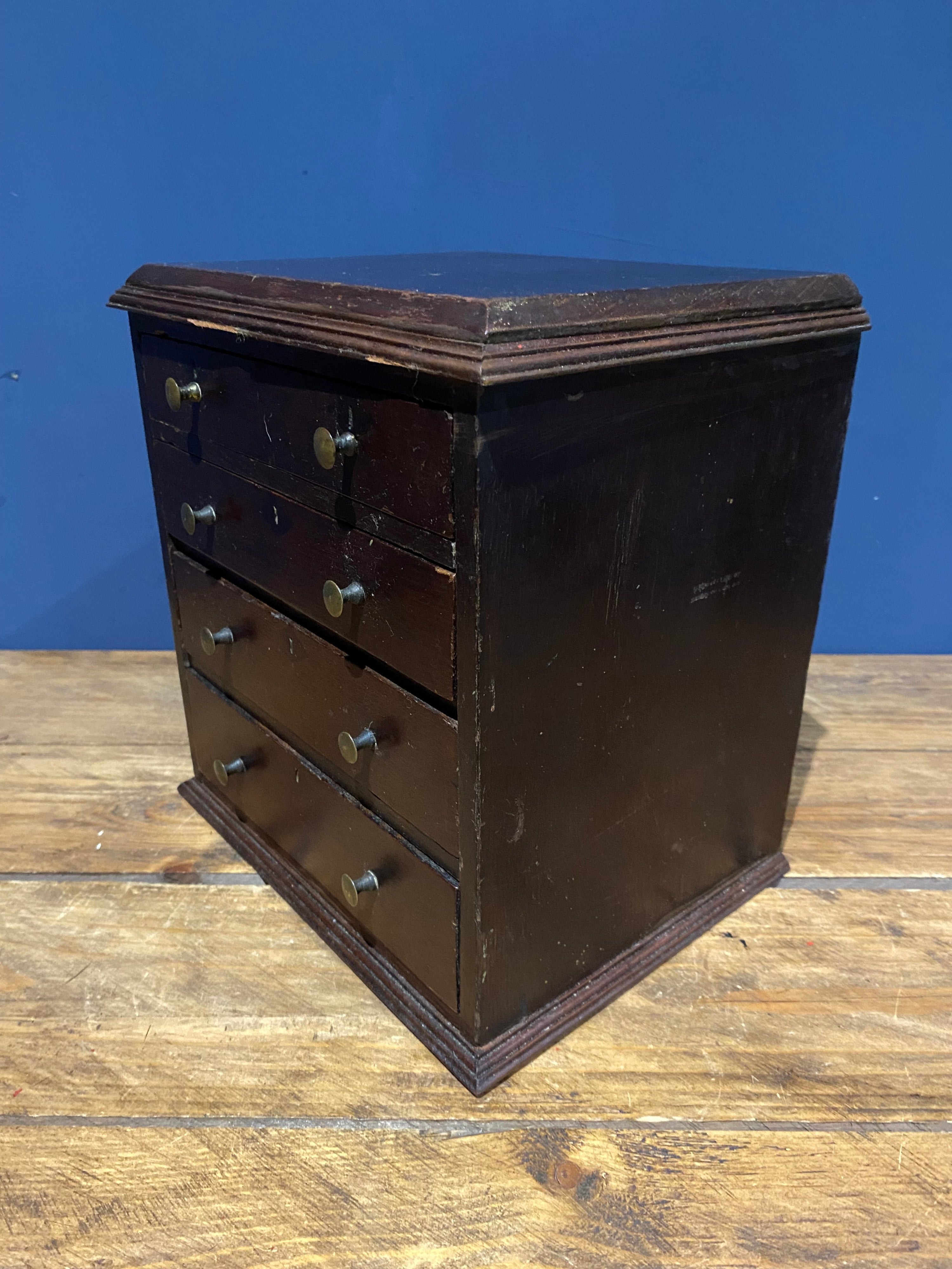Antique Four Drawer Apprentice Piece/drawers Cabinet