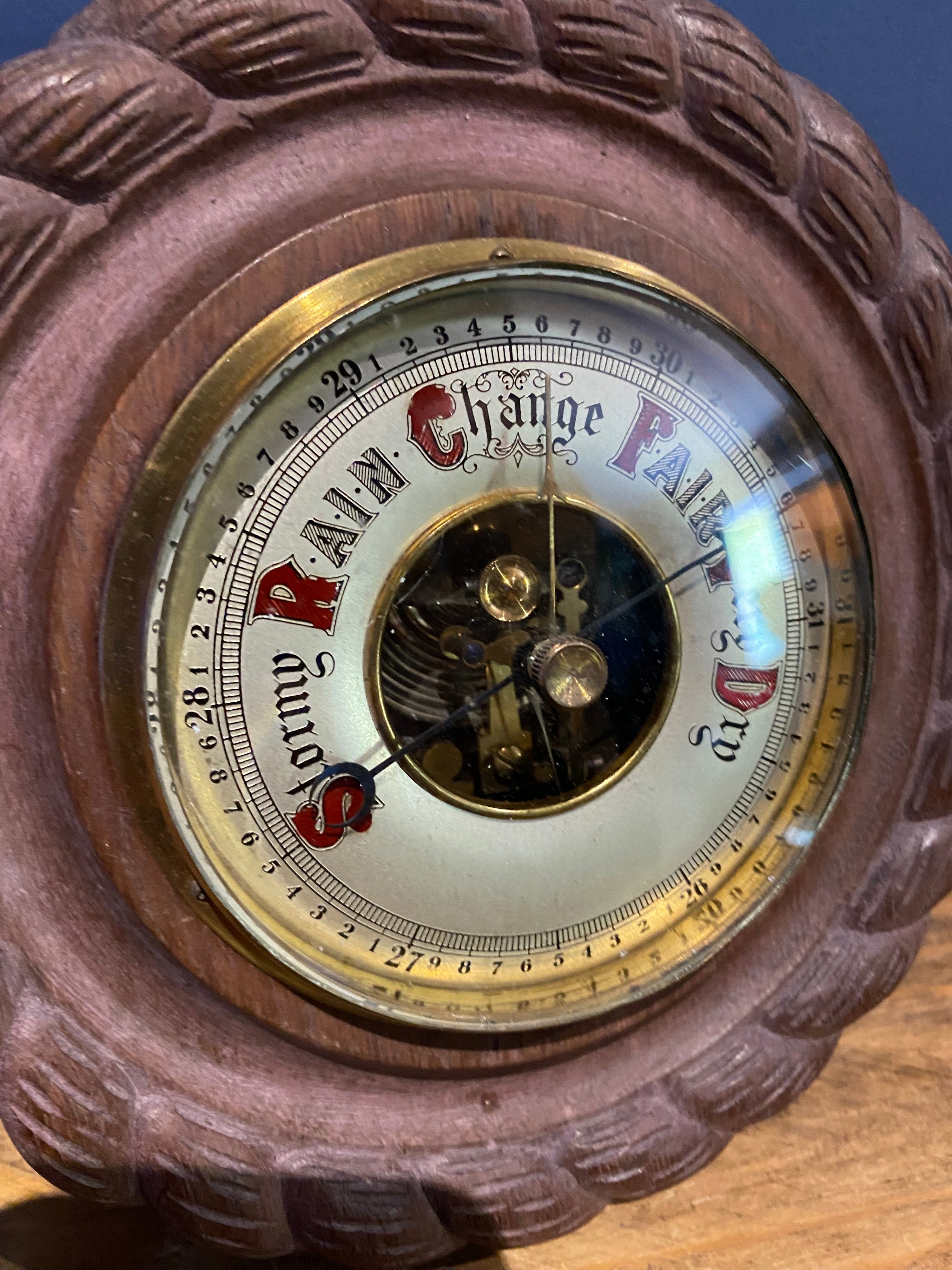 Antique/ Vintage Carved Oak Barometer