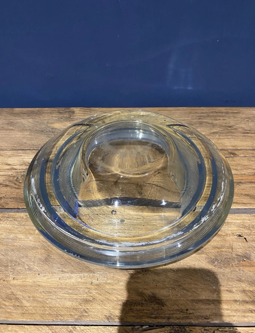 Vintage Heavy Glass Runway Light Lense, Use As An Unusual Fruit Bowl For Example
