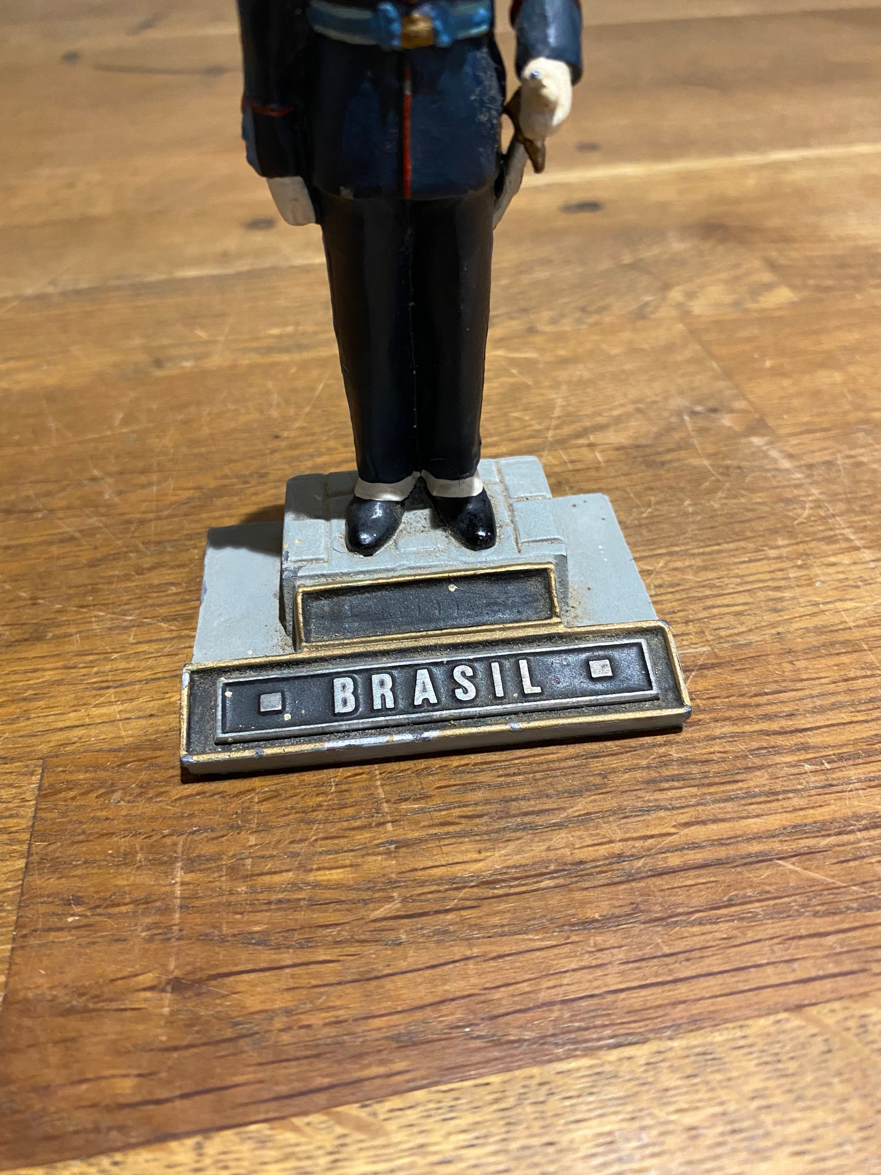 Vintage Cold Painted Metal Figure , Brasil Soldier