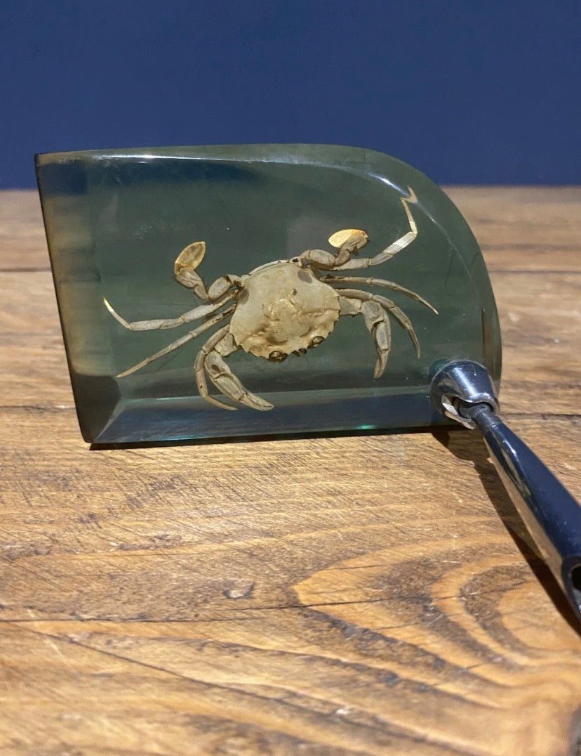 Vintage Lucite Crab Pen Holder / Paper Weight