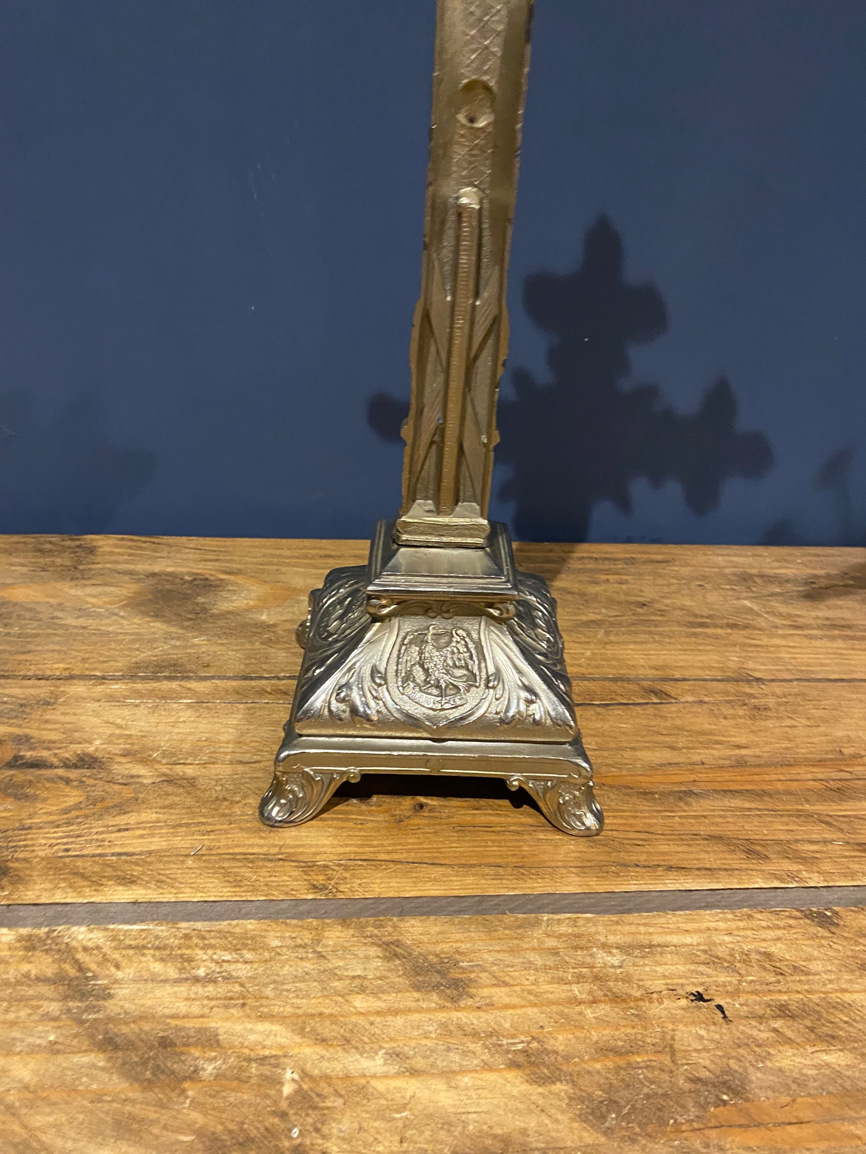 Vintage Mid Century French White Metal/ chrome  Altar Crucifix 45 Cms High