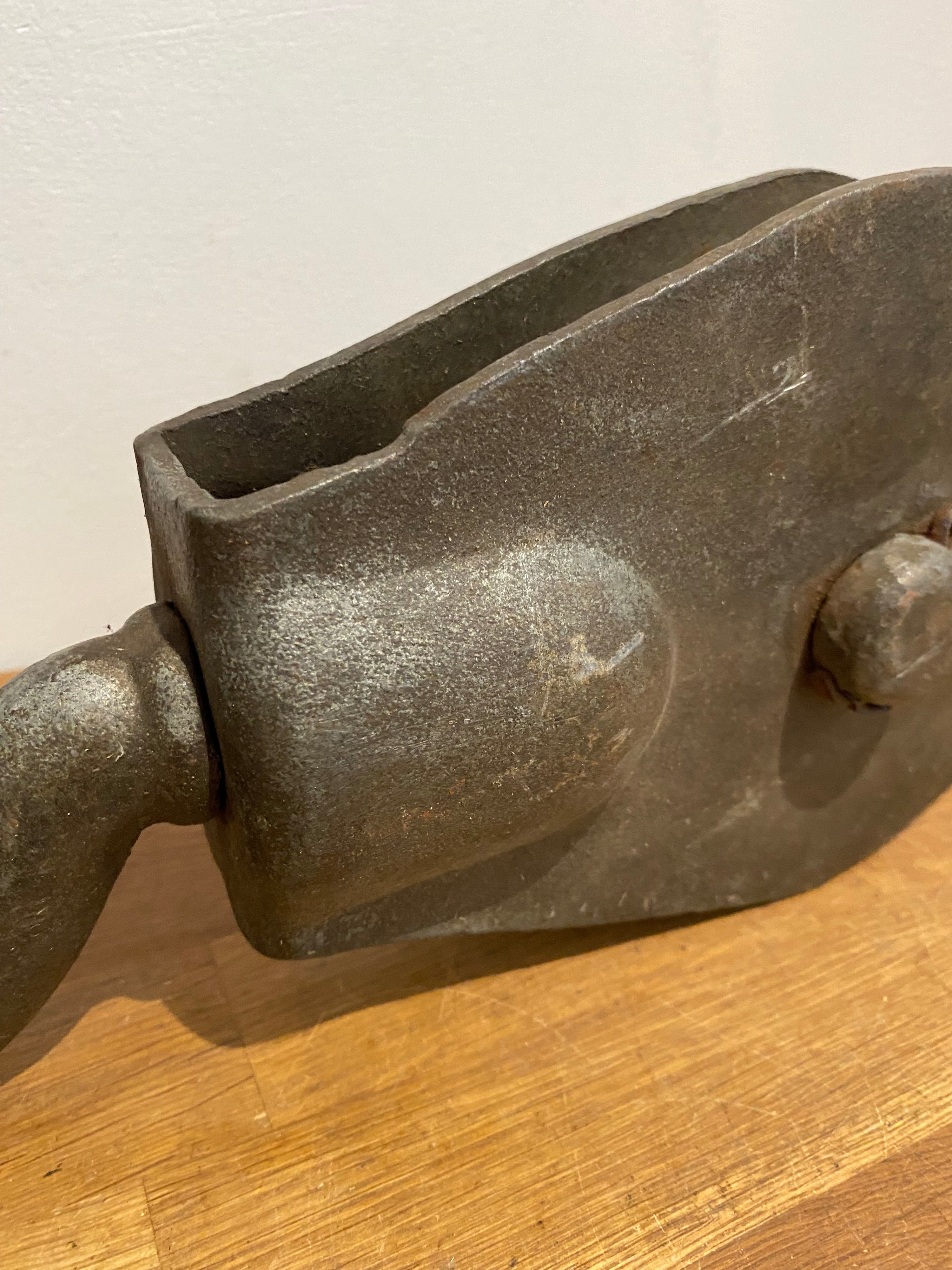 Large heavy industrial block and tackle, pulley wheel