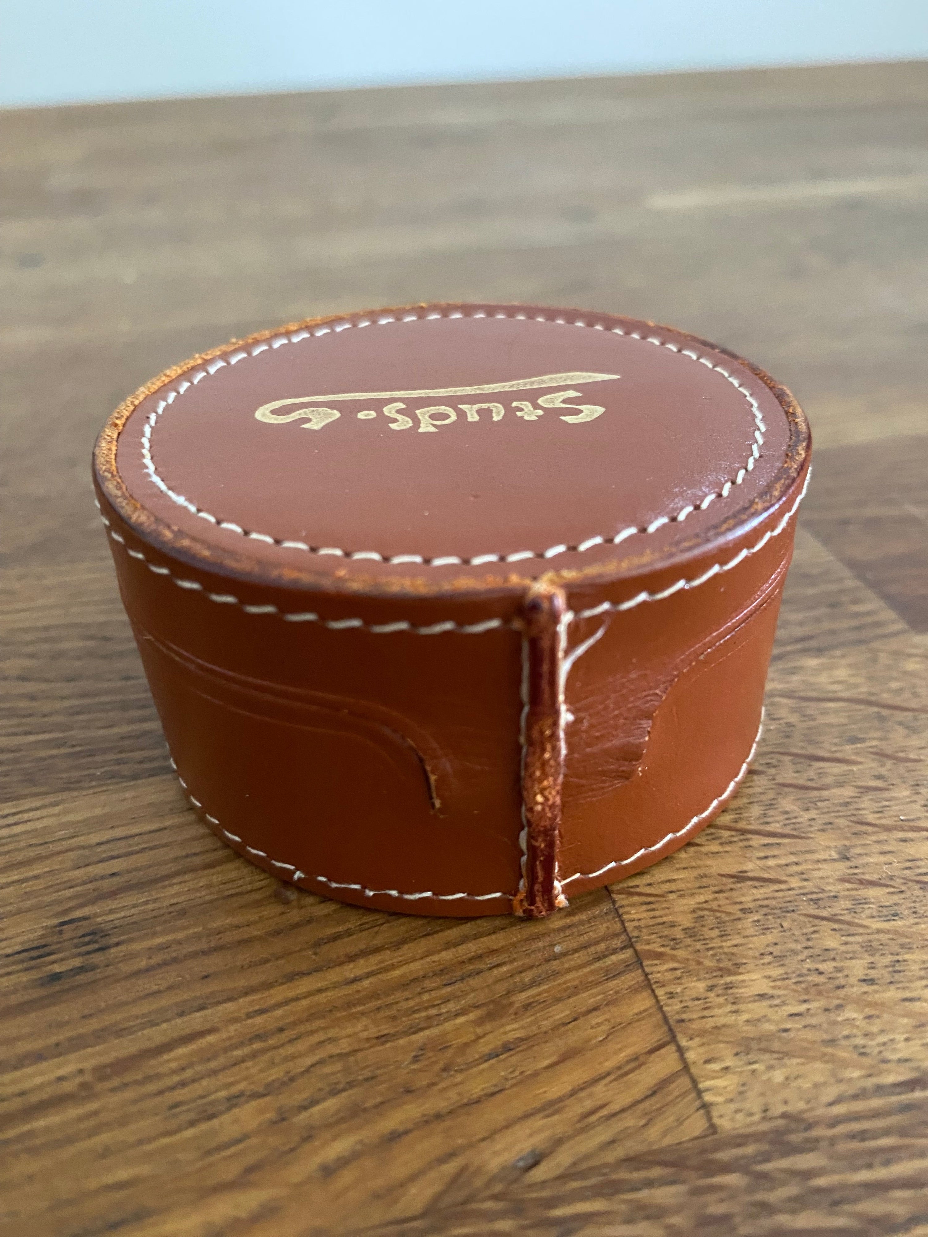 Vintage Real Hide Stud Box , Leather Box