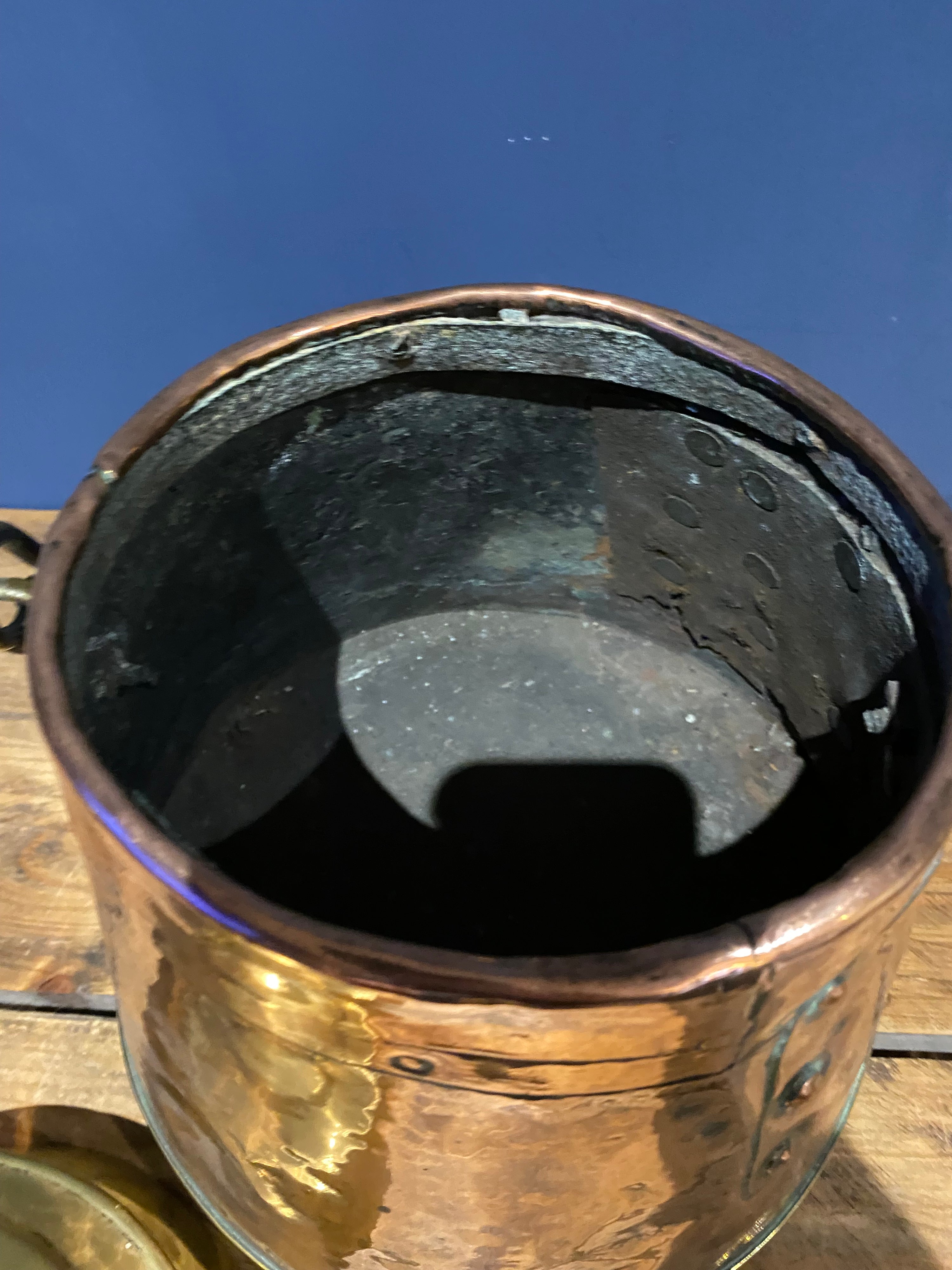 Antique Copper And Brass Dutch Doof Pot , Embers Bucket.