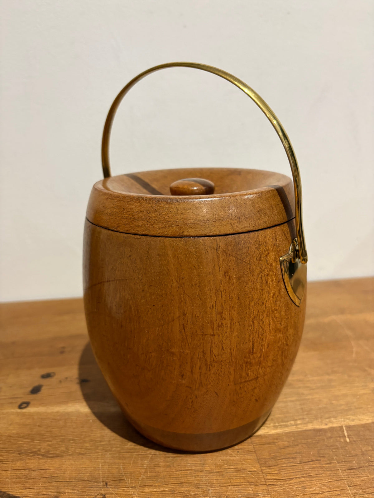 Vintage Kent Ware ‘Made In England’ Teak Ice/Biscuit Barrel
