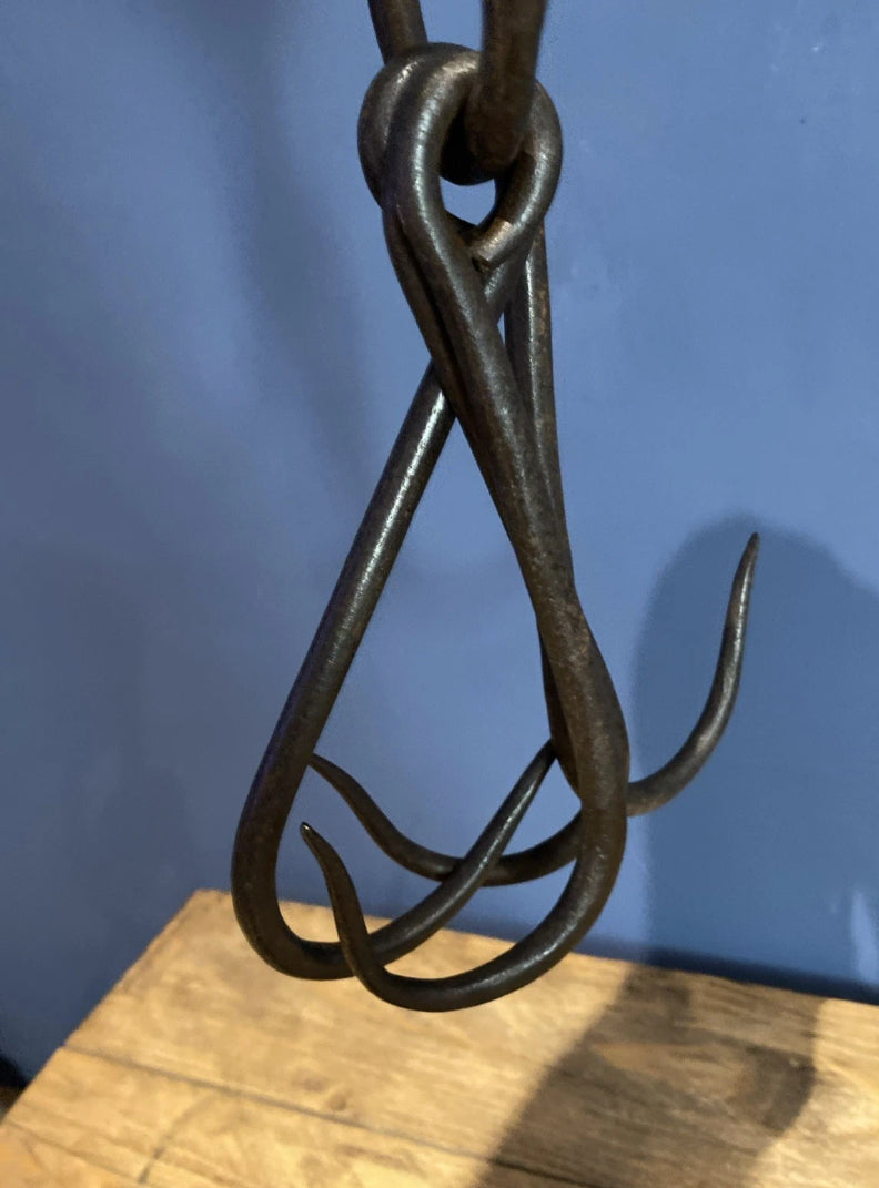 Rare Antique Game Hooks   , Wrought Iron , On A Ring