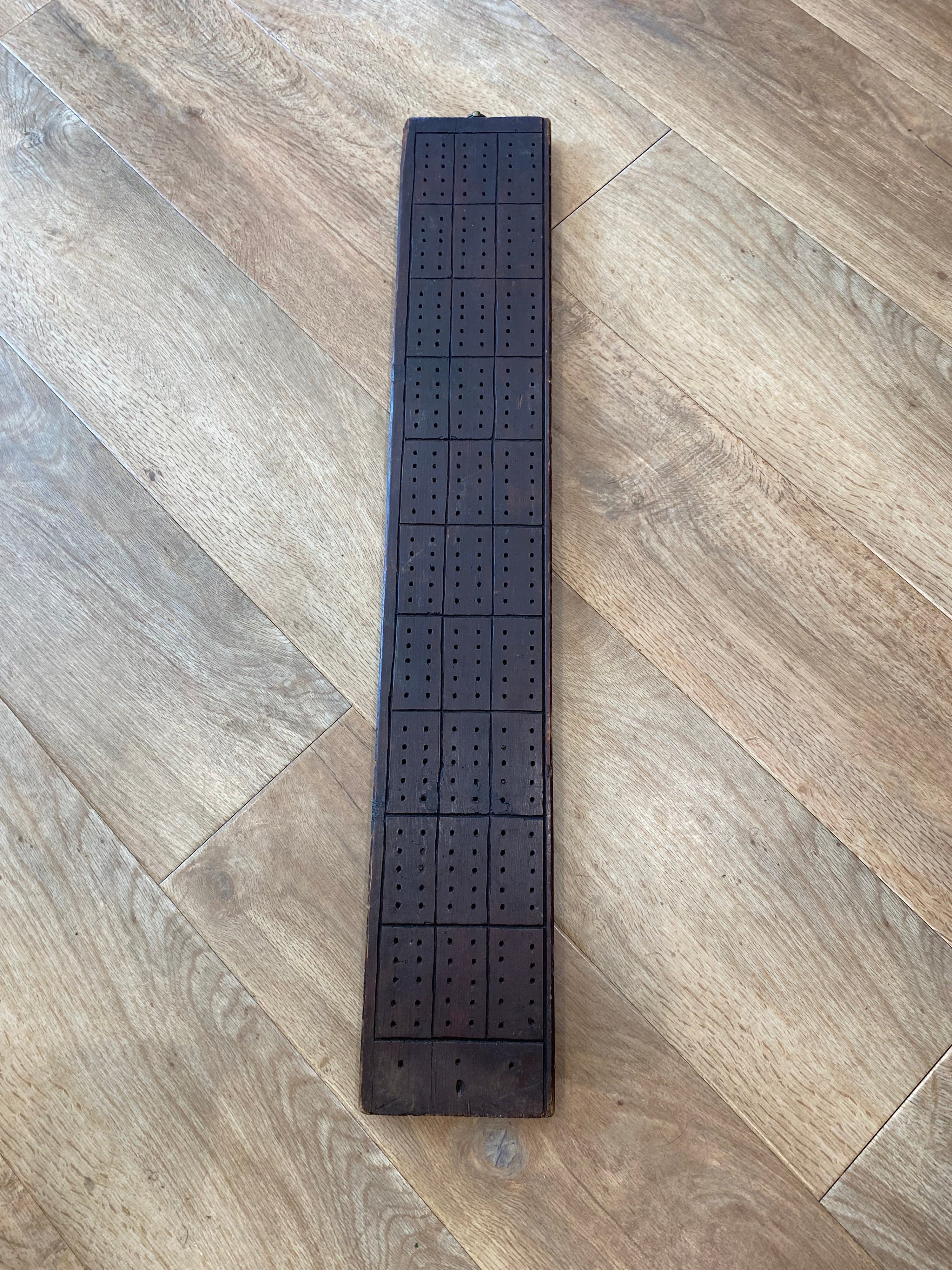 Extra Large Antique Wood Cribbage Board, 30 Inches Long