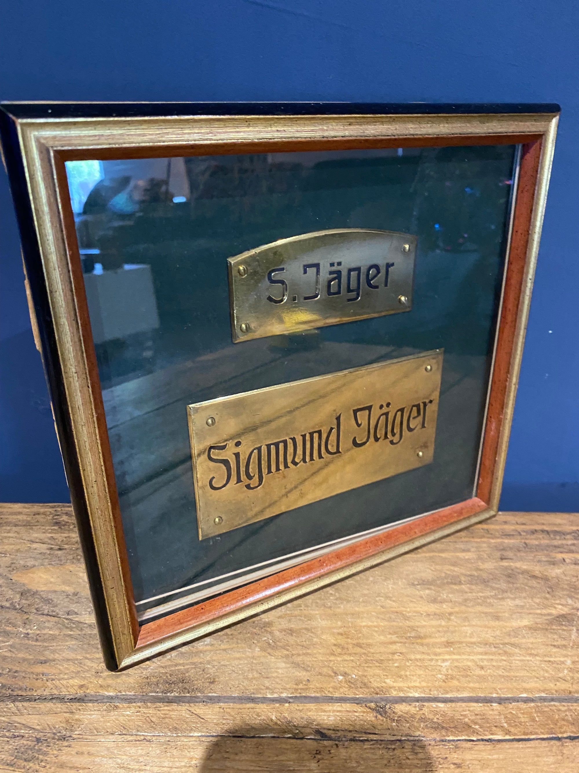 Vintage Framed Brass Plaques Of Sigmund Jager, Berlin 1938