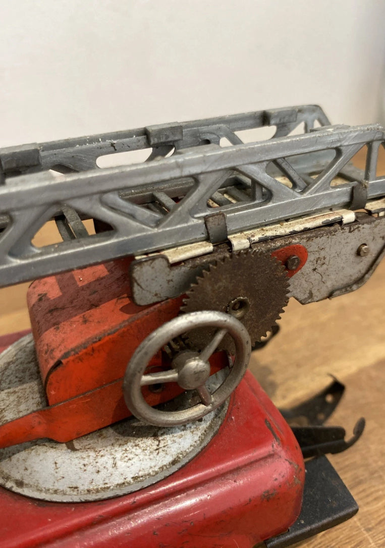 Vintage Tinplate Gama Fire Engine, Fire Truck , Ladder Truck , Clockwork, Works
