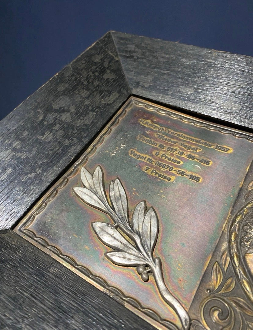 Vintage 1957 German Racing Pigeon Award , Bronze Picture , Rare