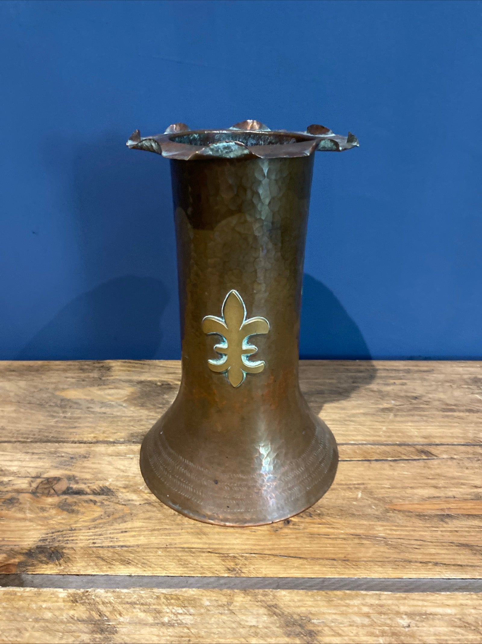 Antique Copper And Brass Vase , With Patina