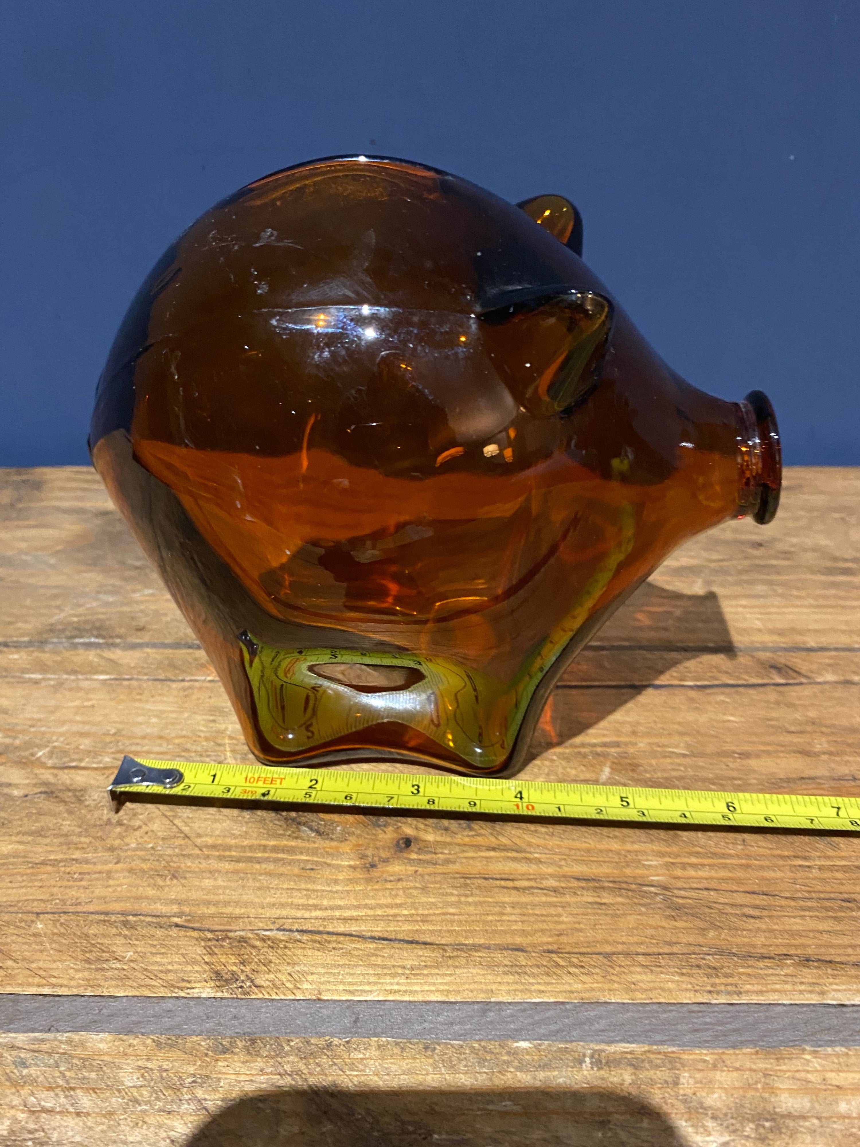 60’s Amber Glass Piggy Bank / Money Box