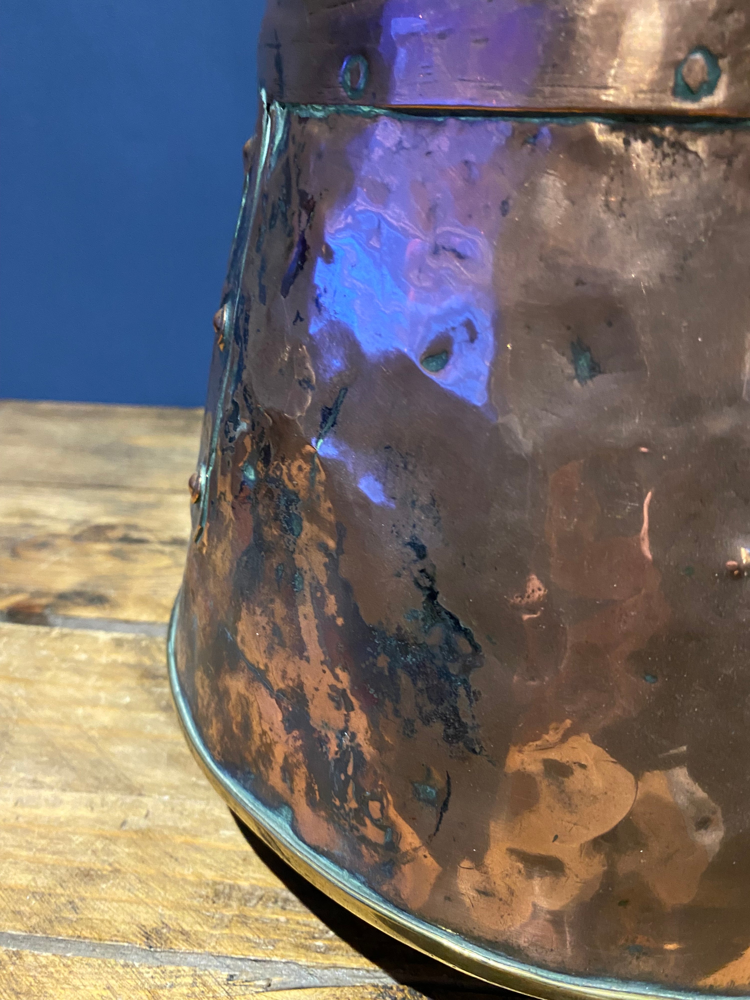 Antique Copper And Brass Dutch Doof Pot , Embers Bucket.