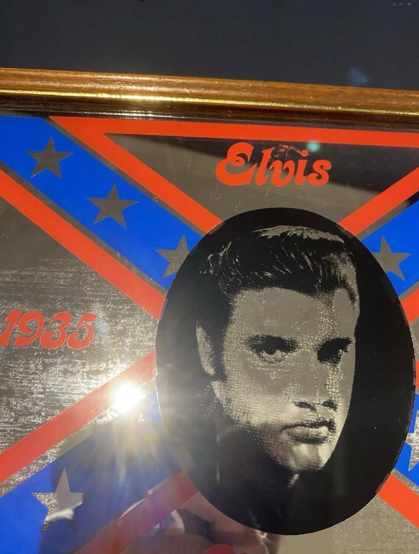 Vintage Elvis Presley 1935-1977 Mirror, Confederate Flag , Elvis Lives On.
