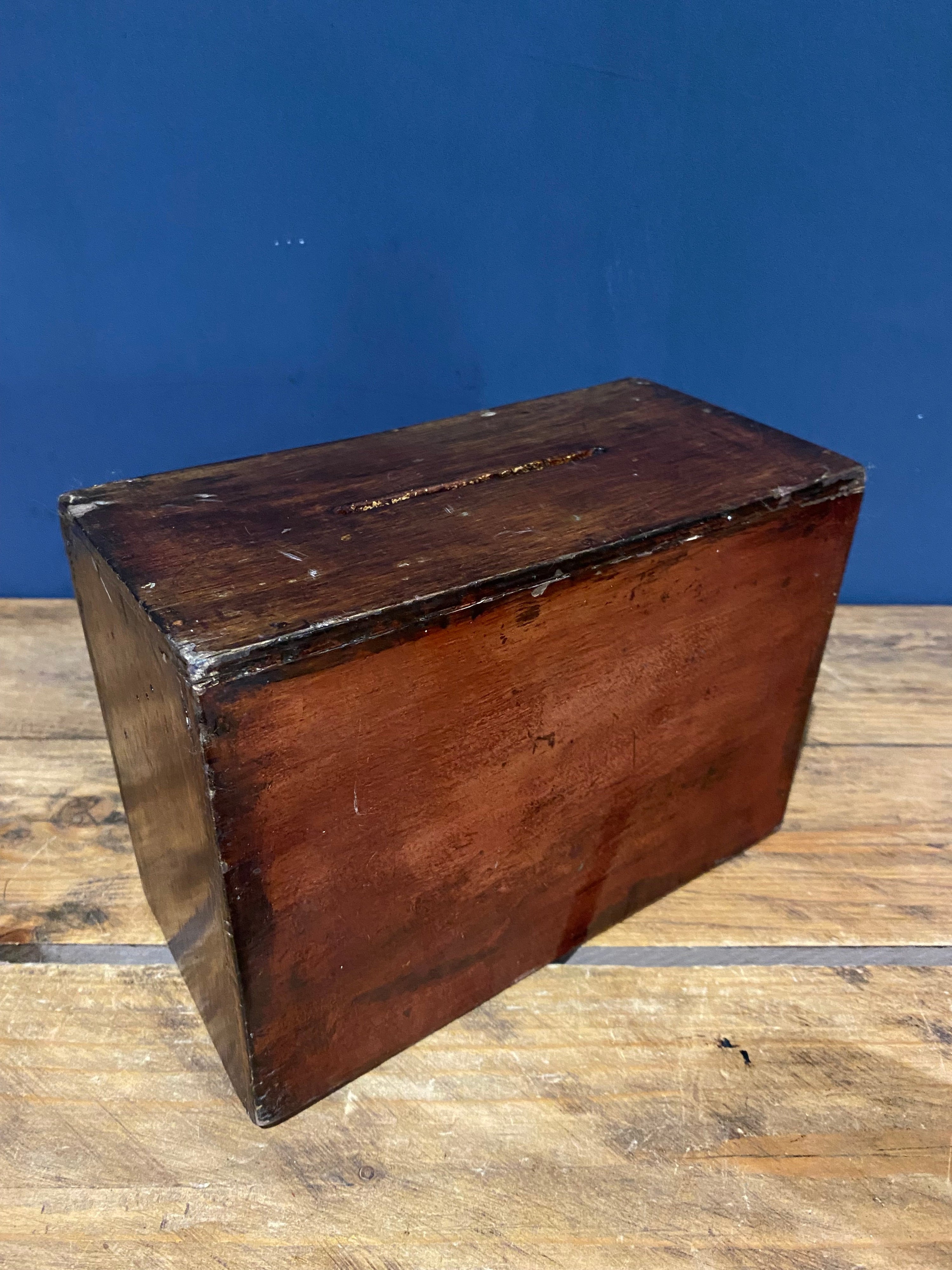 Vintage Wooden Congregations Box / Contributions Box / Alms Box