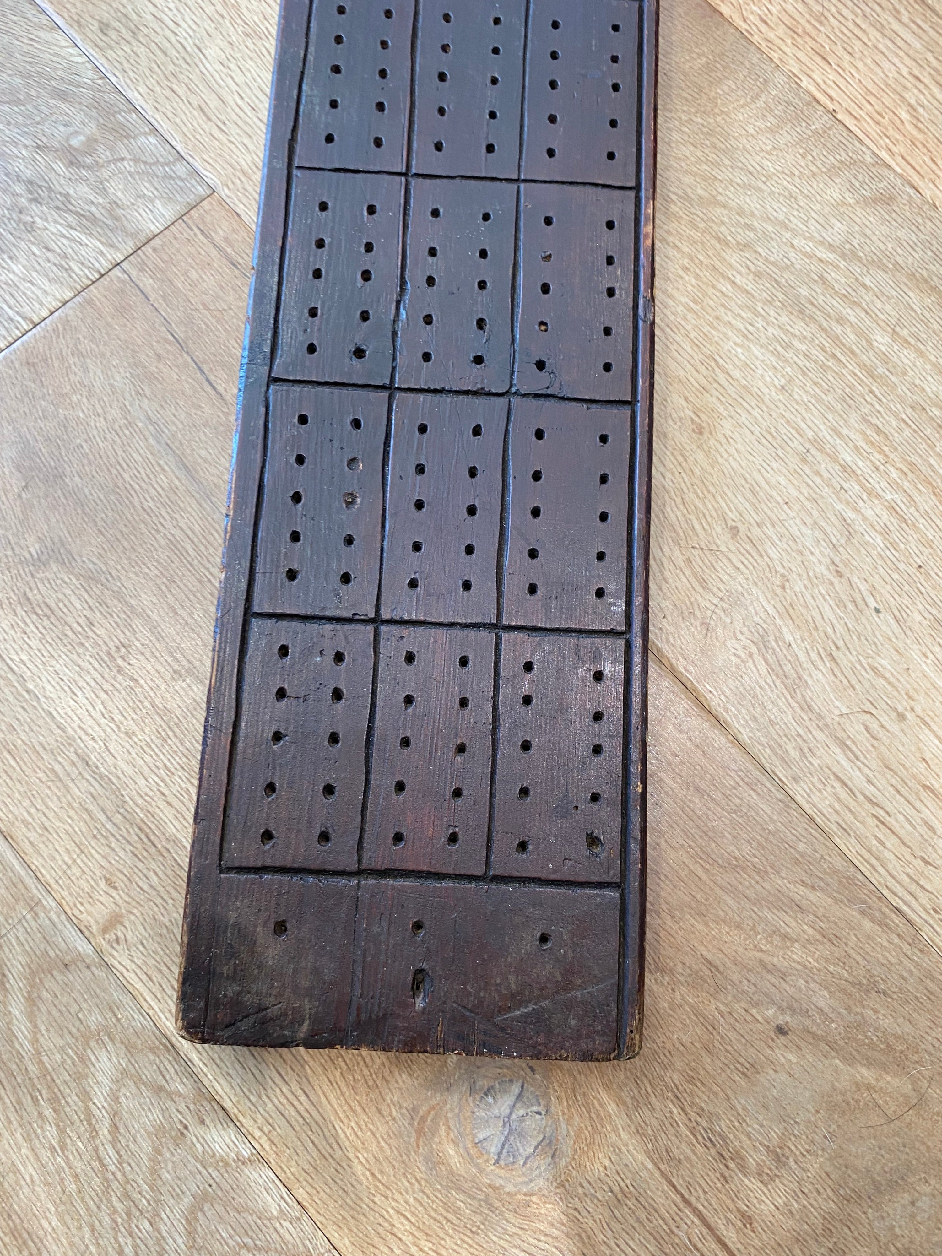 Extra Large Antique Wood Cribbage Board, 30 Inches Long