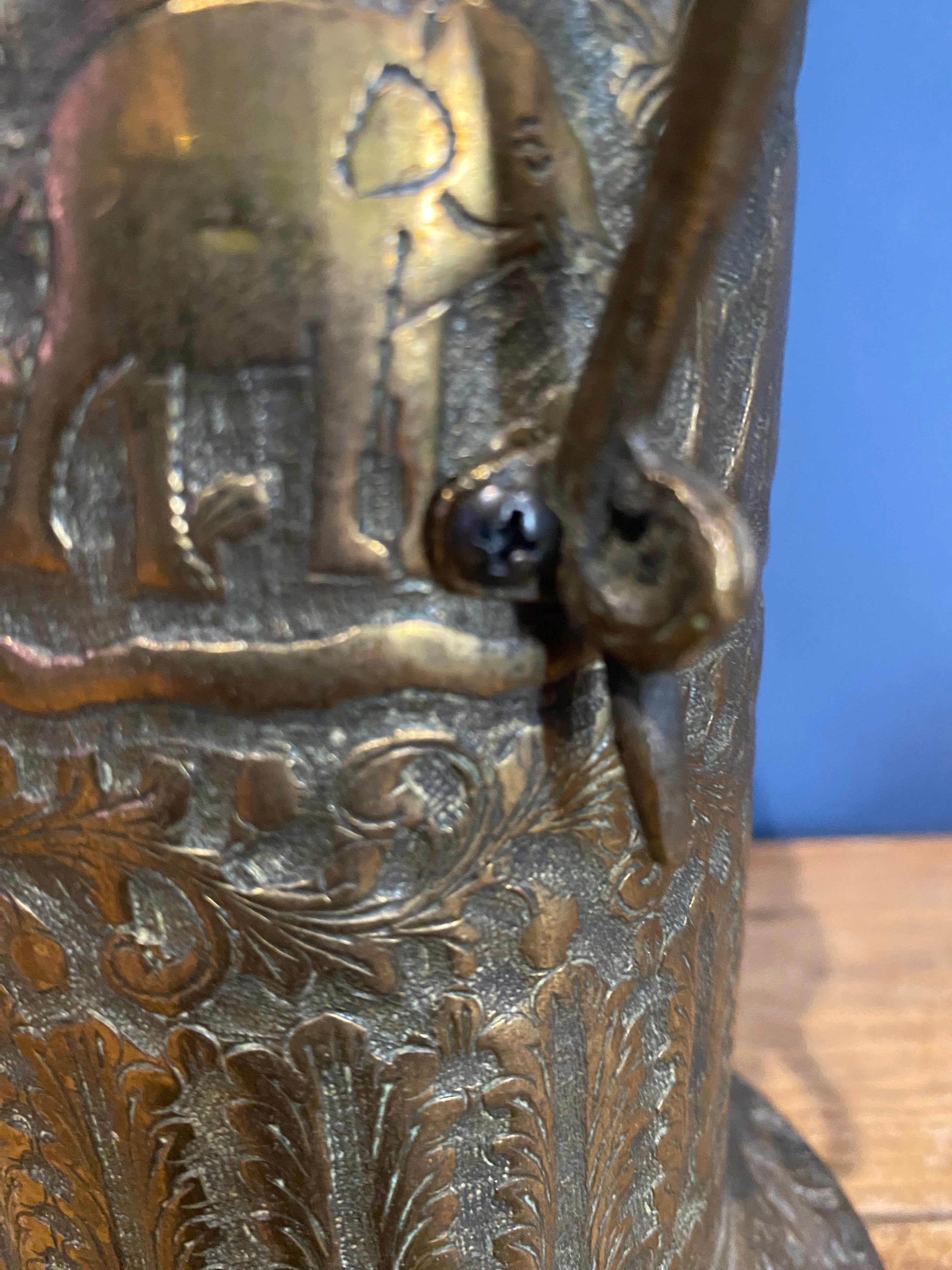 Vintage Indian Brass Vase With Cobra Handles
