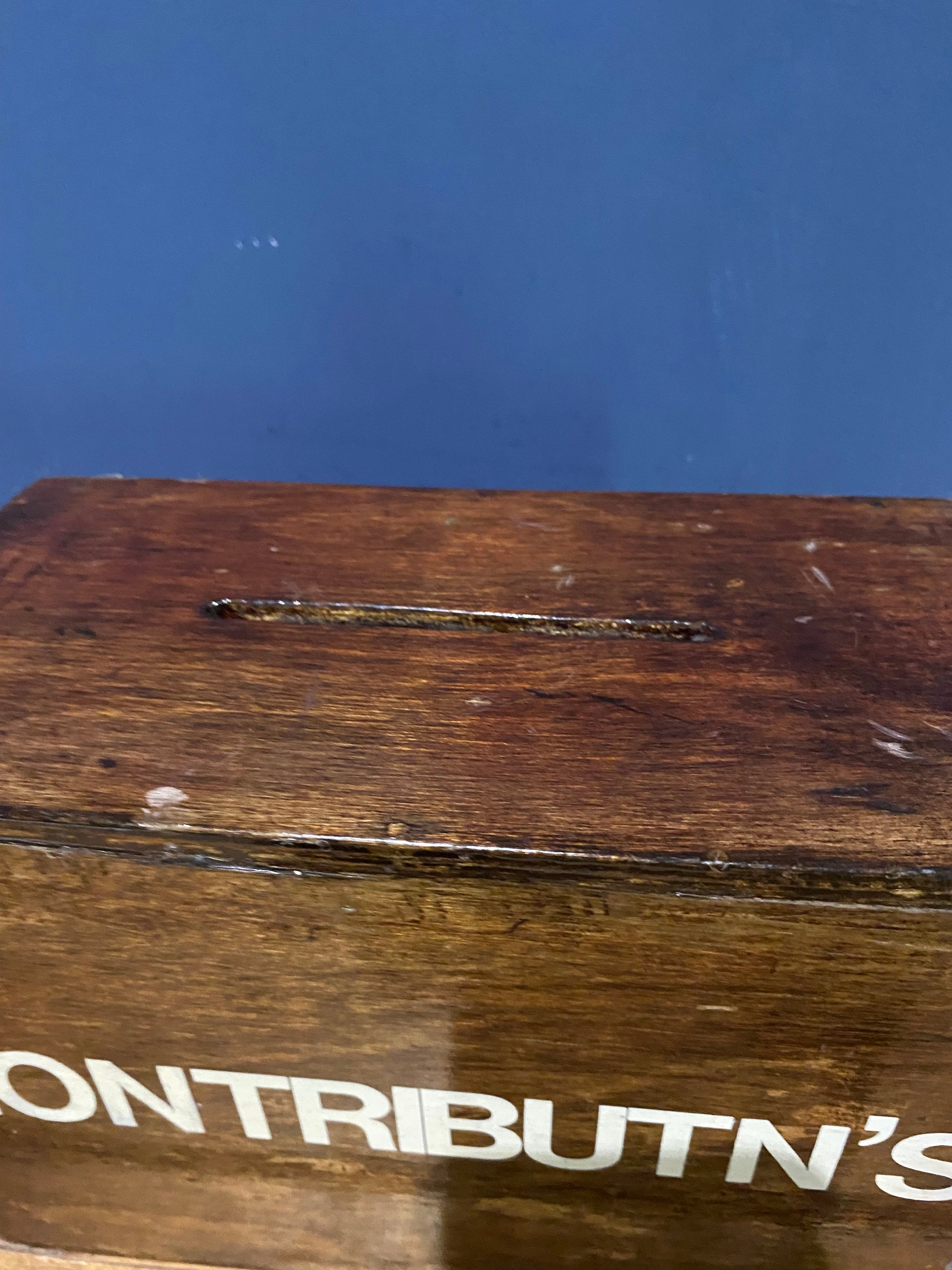 Vintage Wooden Congregations Box / Contributions Box / Alms Box