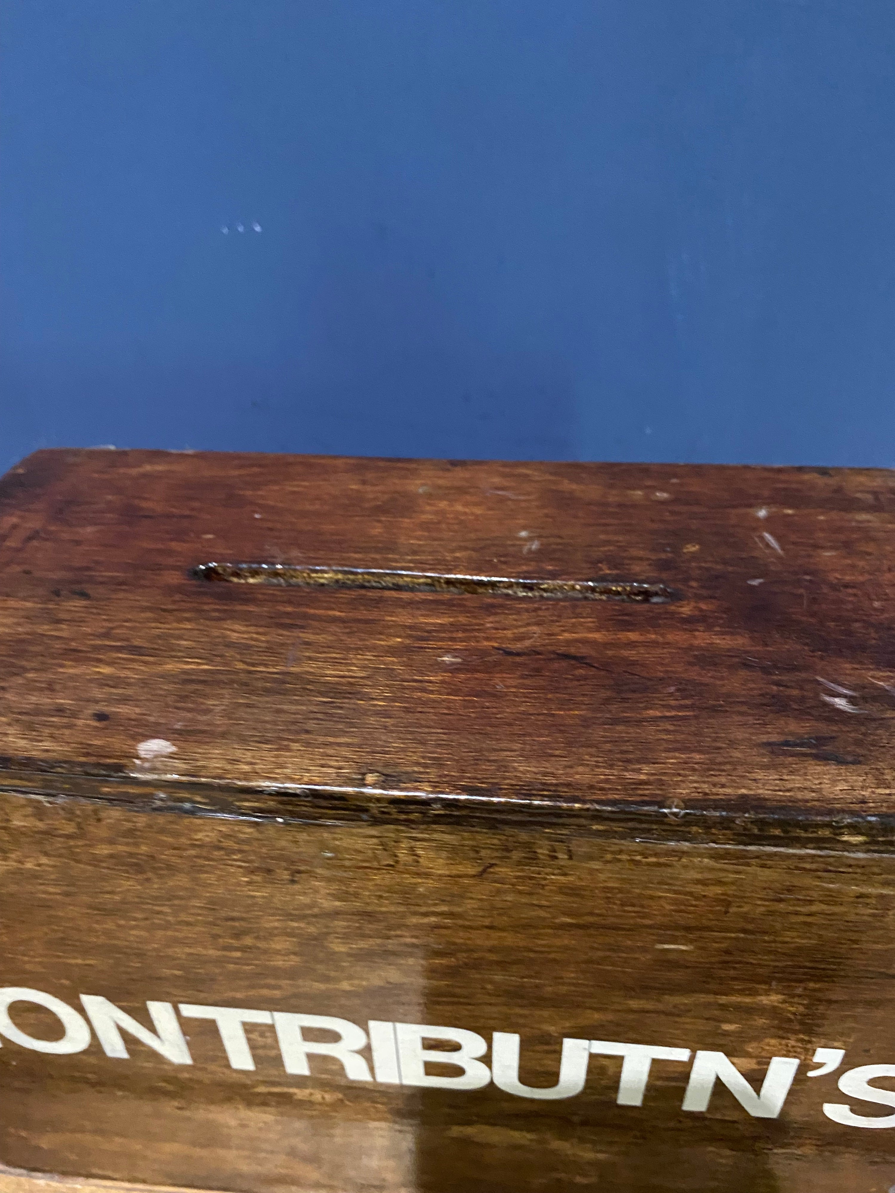 Vintage Wooden Congregations Box / Contributions Box / Alms Box