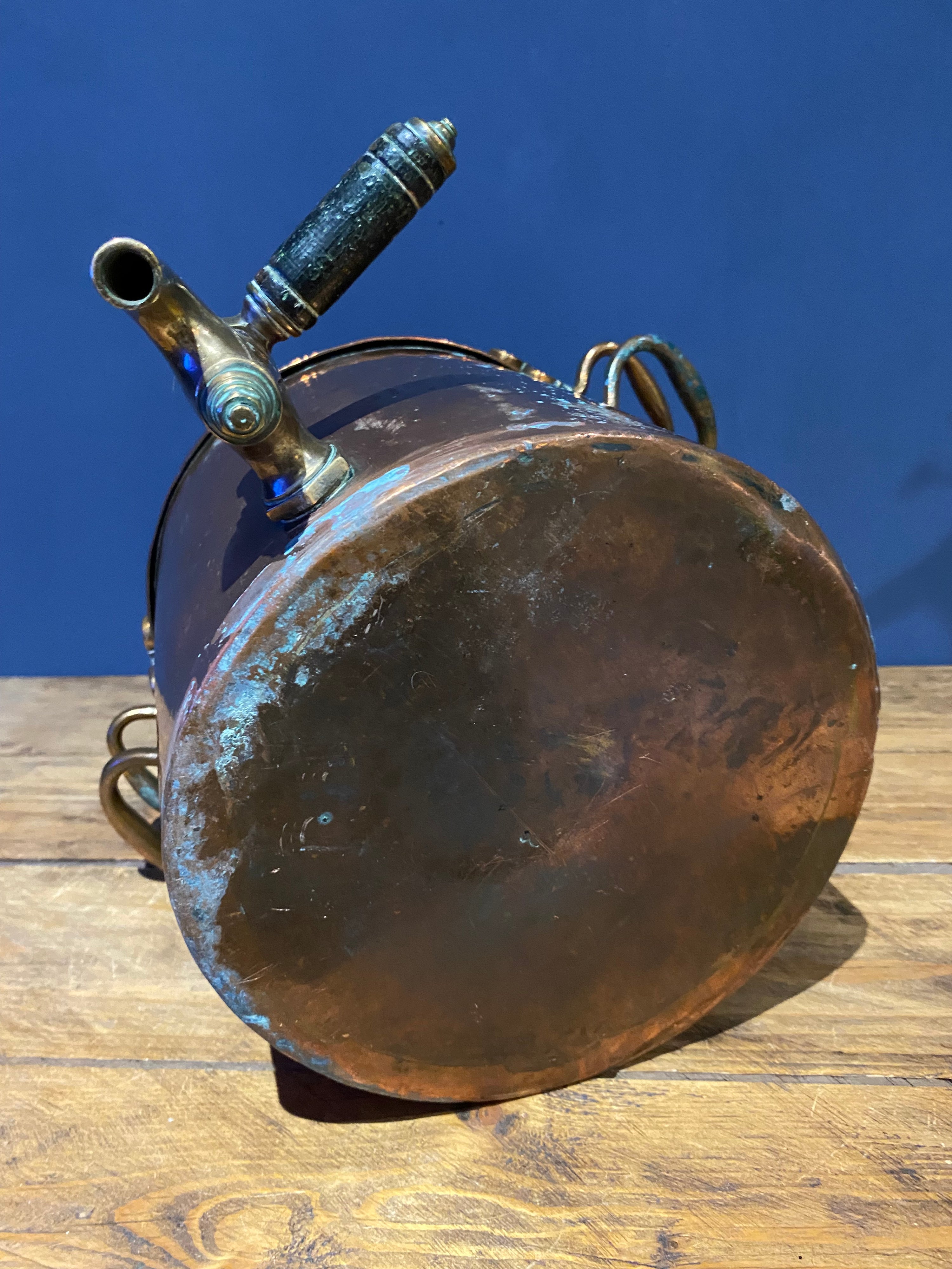 Large Heavy Antique Copper Water Urn , E.I.U.S.C. Stamped In It.