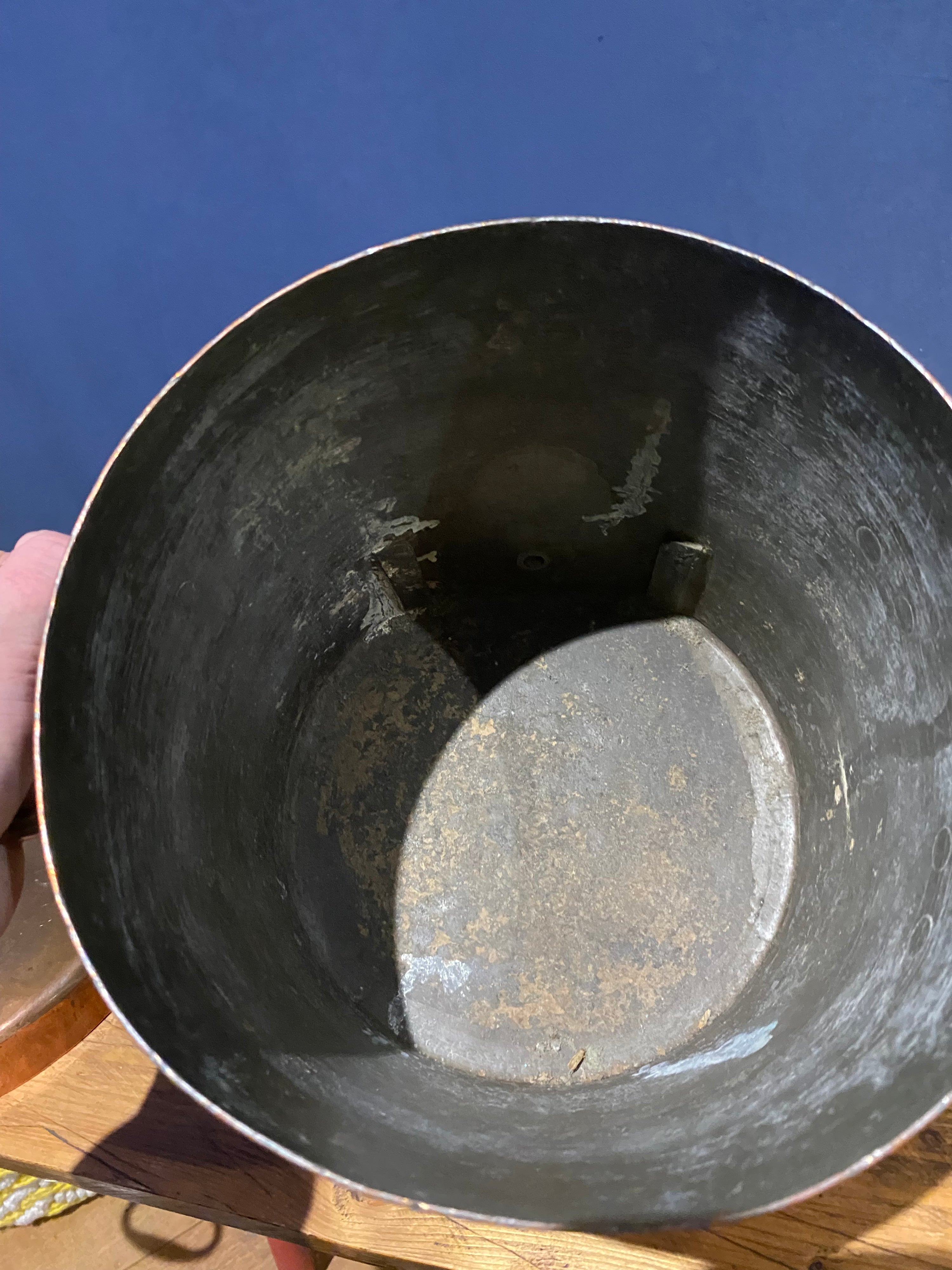 Large Heavy Antique Copper Water Urn , E.I.U.S.C. Stamped In It.