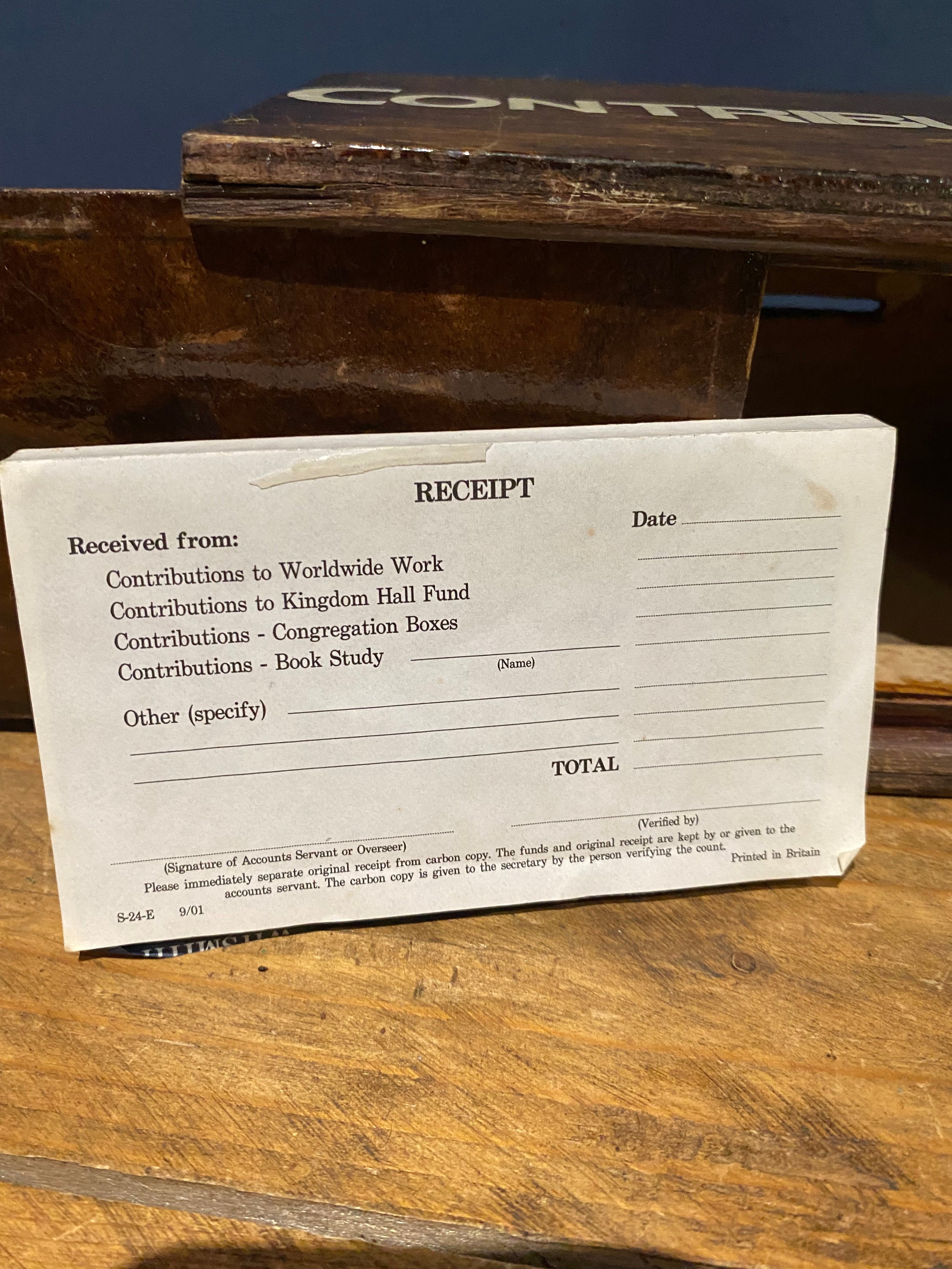Vintage Wooden Congregations Box / Contributions Box / Alms Box