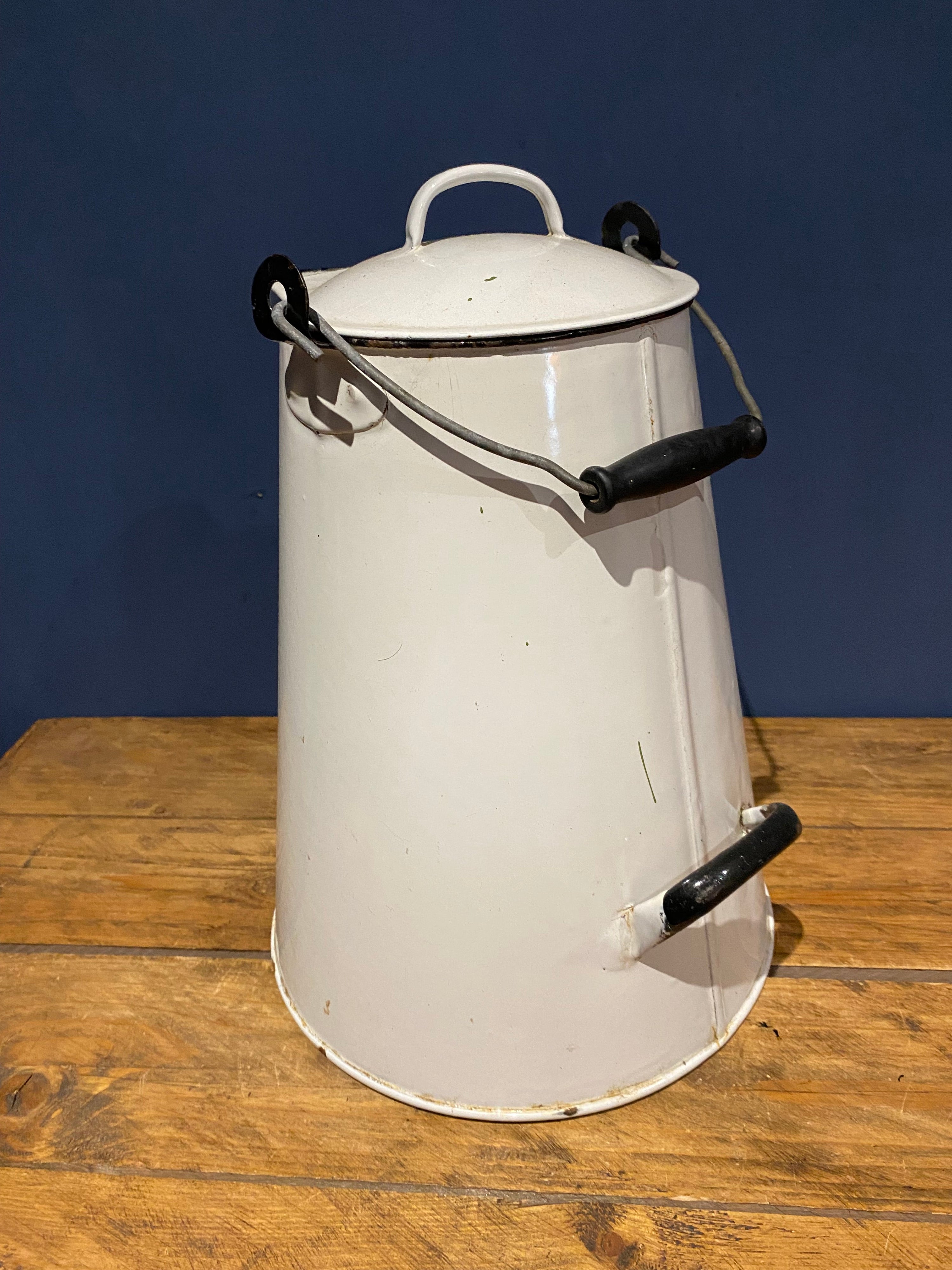 Extra Large Vintage French Enamel Coffee Pot / Water Jug / Milk Jug