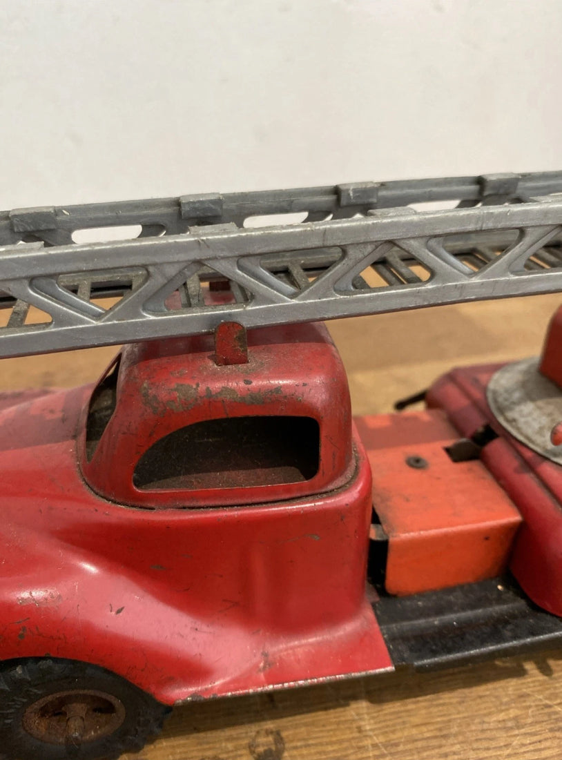 Vintage Tinplate Gama Fire Engine, Fire Truck , Ladder Truck , Clockwork, Works