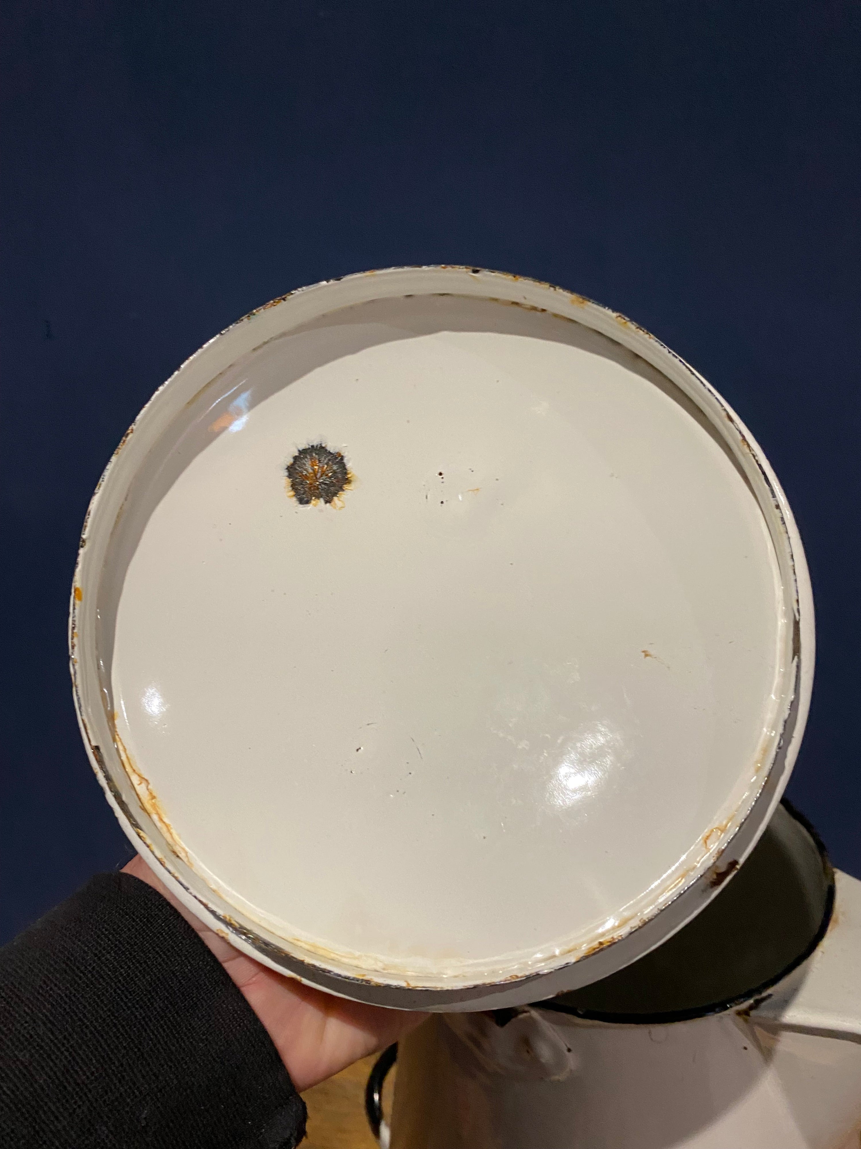 Extra Large Vintage French Enamel Coffee Pot / Water Jug / Milk Jug