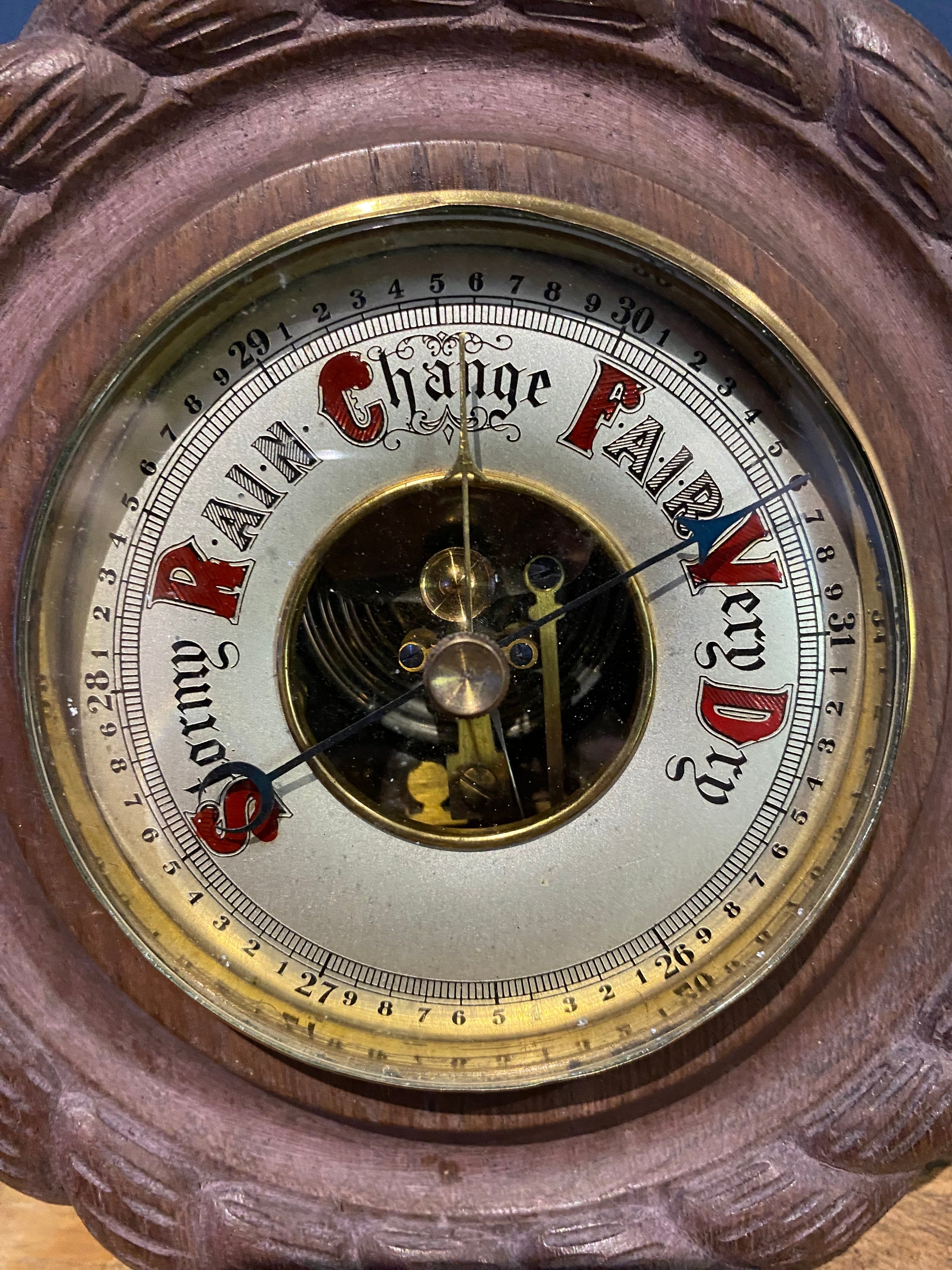 Antique/ Vintage Carved Oak Barometer