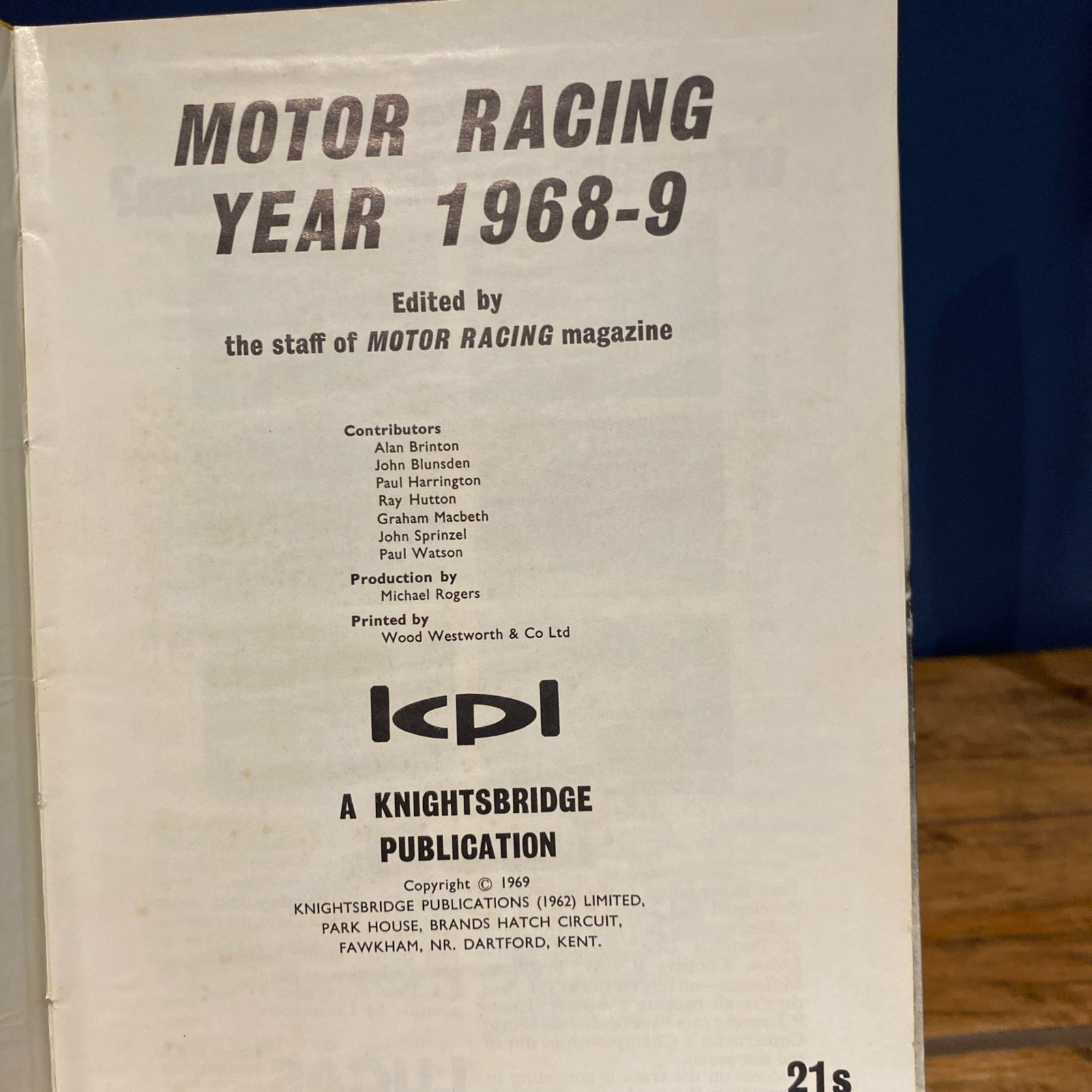 Motor Racing Year Book 1968-9, Motor Racing Magazine, HB