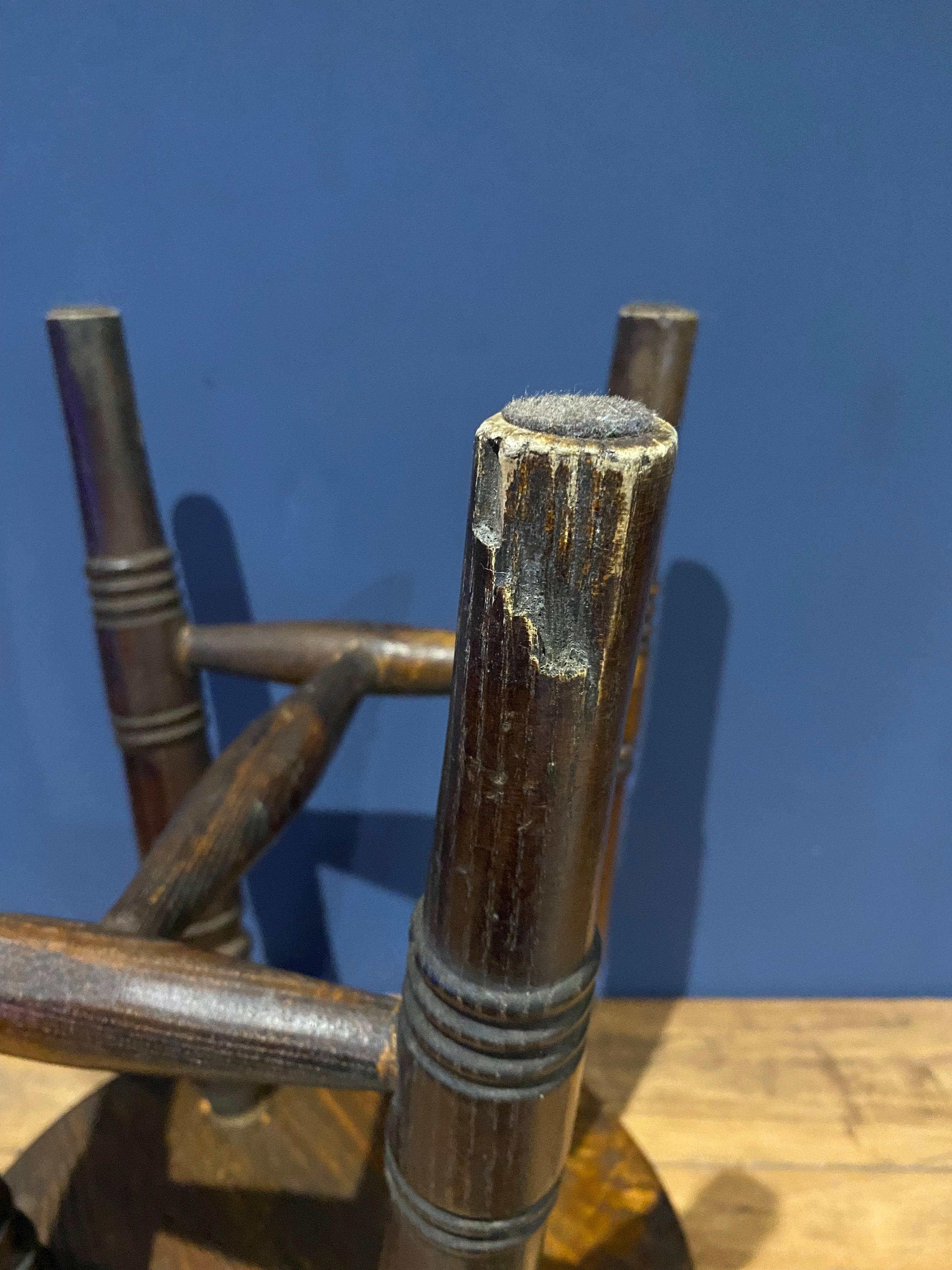 Antique Oak Stool with Beautiful Grain And Patina