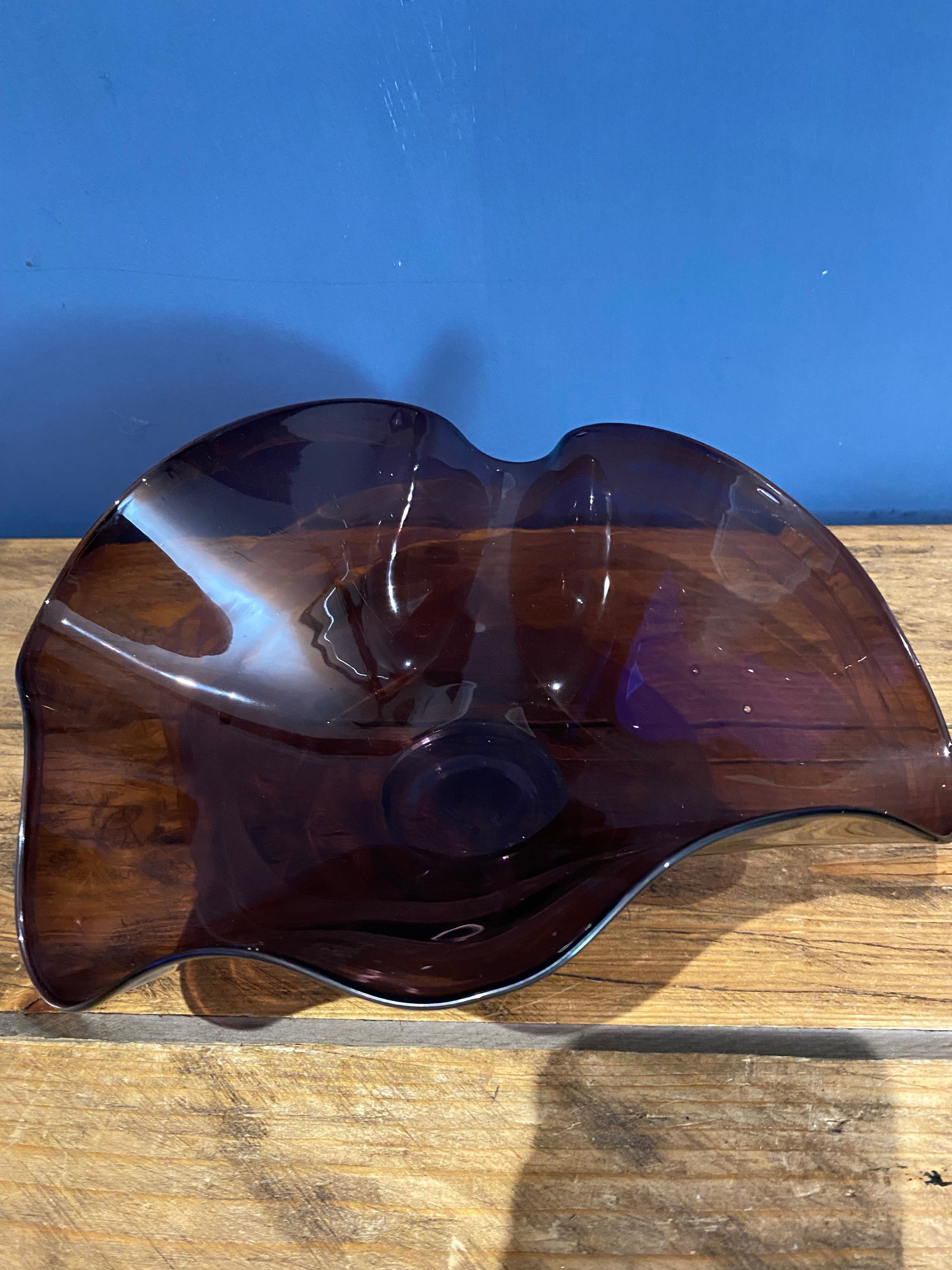 World of glass , St Helens. Purple swirl glass bowl