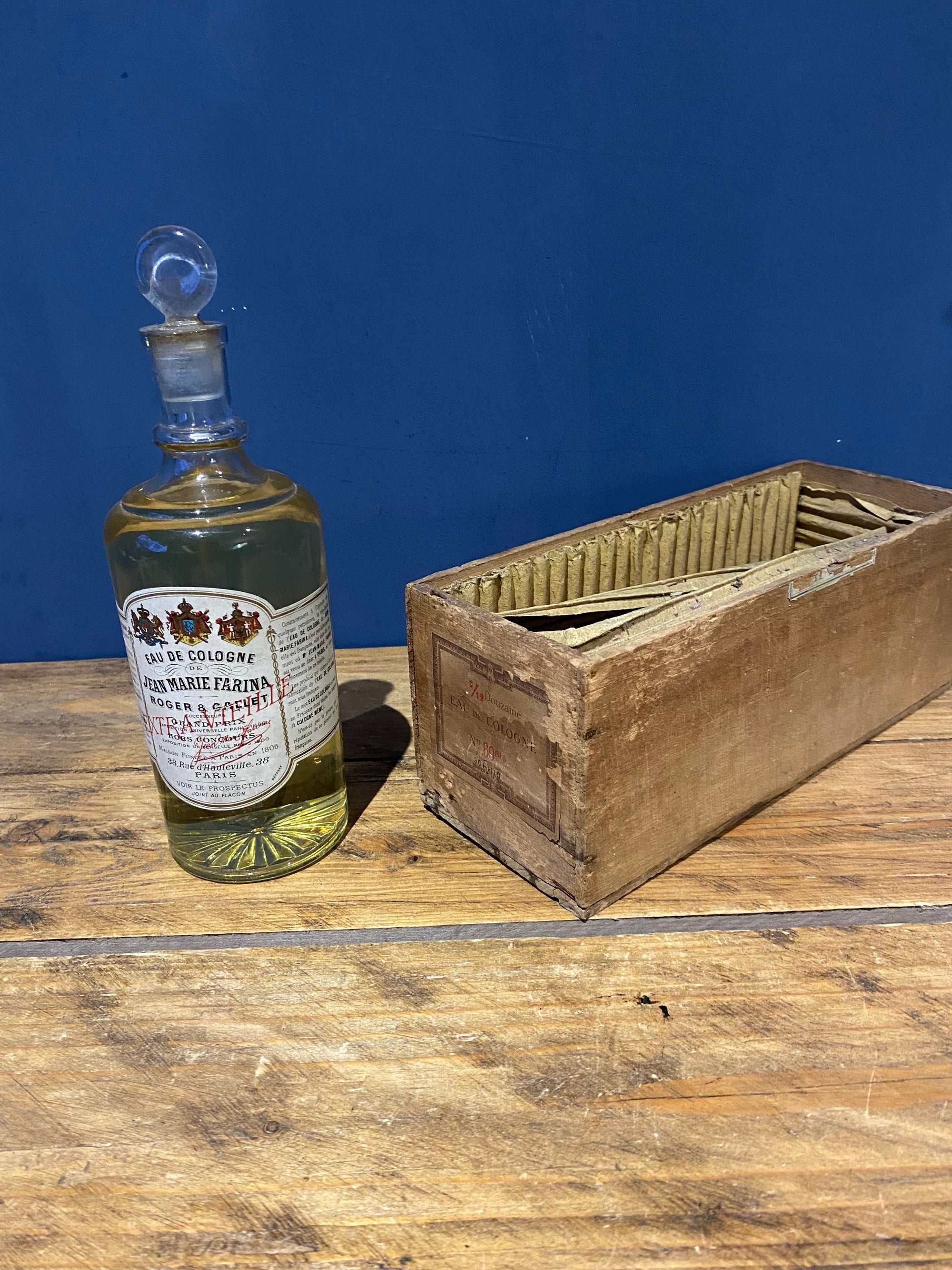 Antique Jean Marie Farina, Roger & Gallet , Eau De Cologne. Full Bottle, Rare