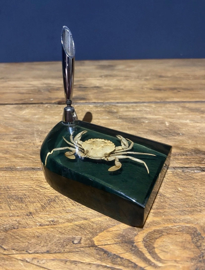 Vintage Lucite Crab Pen Holder / Paper Weight