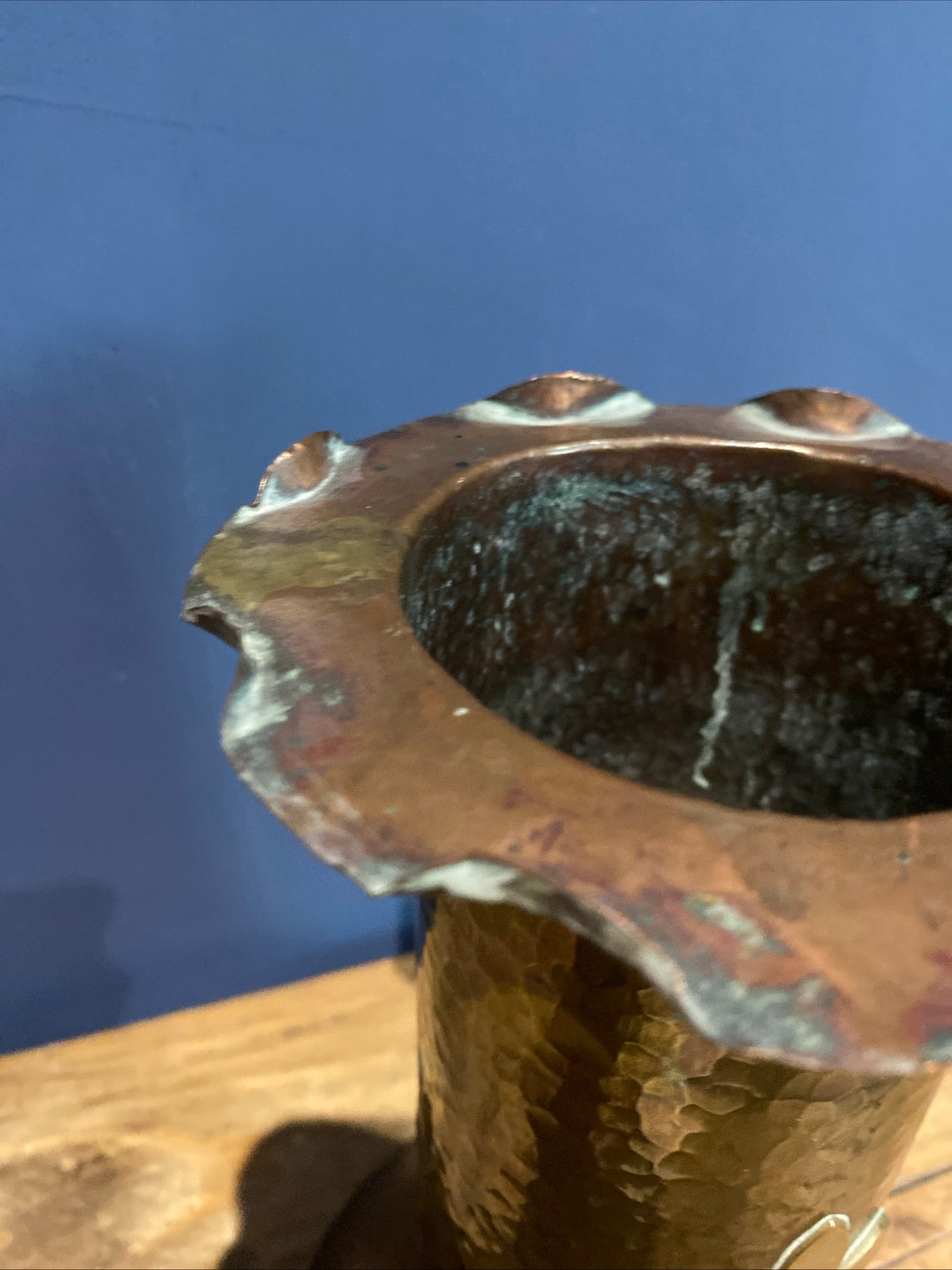 Antique Copper And Brass Vase , With Patina