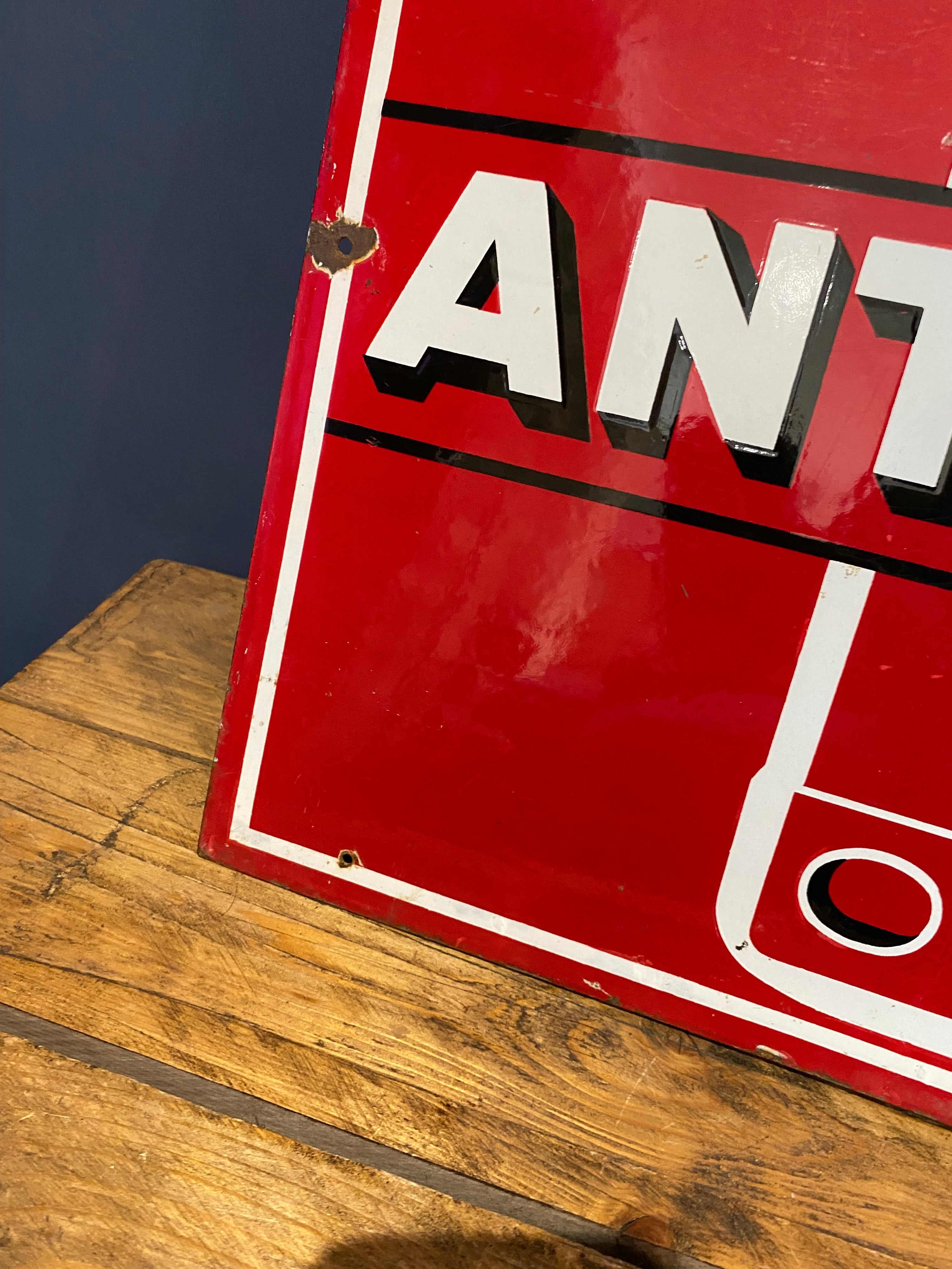 Vintage French Antargaz double sided enamel sign , 1970’s