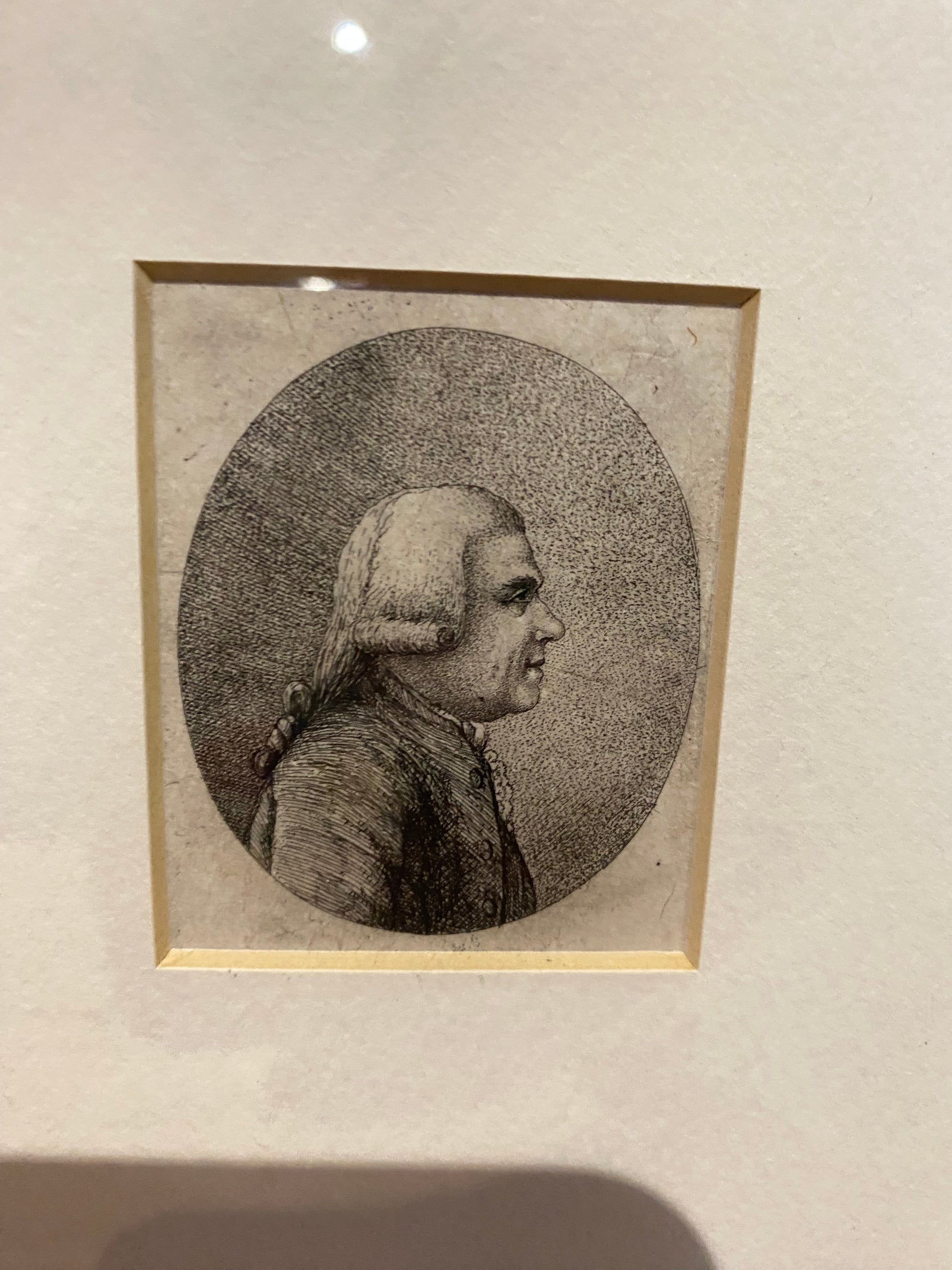 Antique Early Miniature Pencil Portrait Print