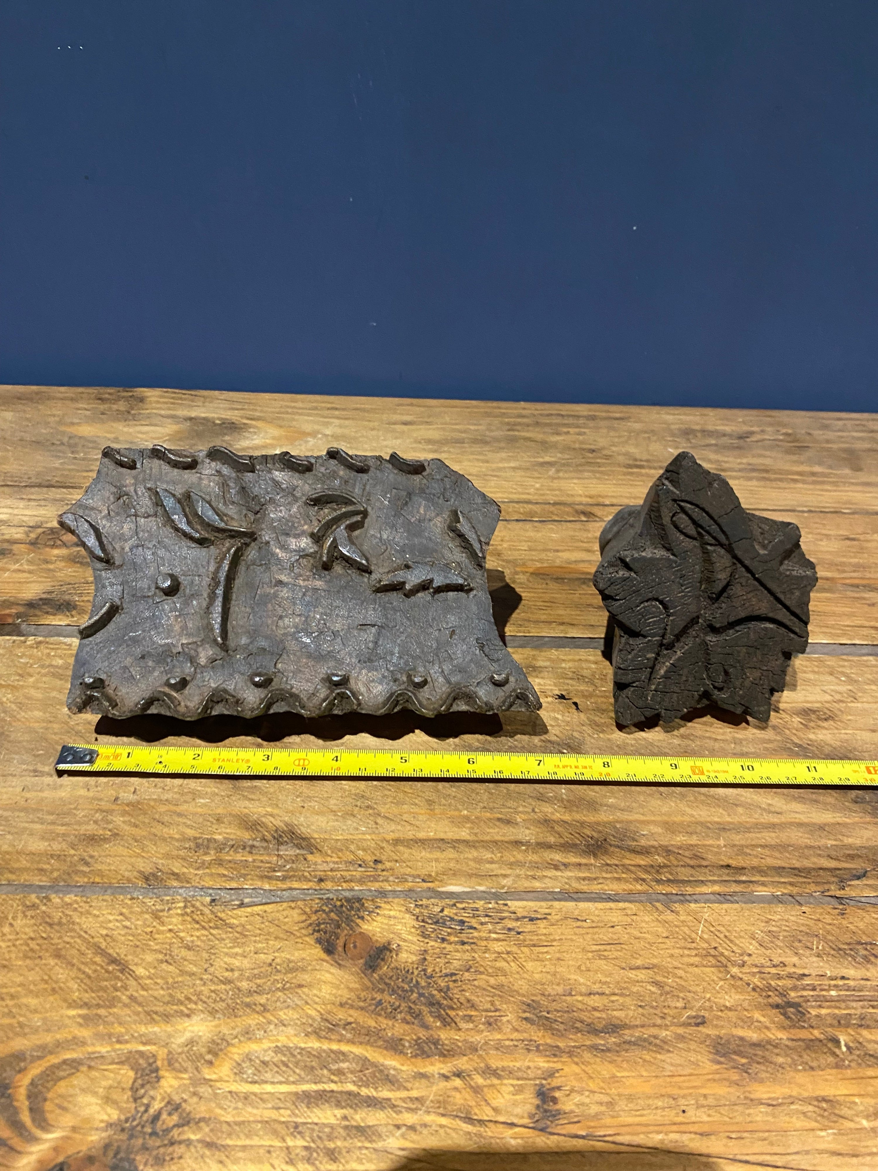 Early Antique Wooden Print Blocks or Stamps