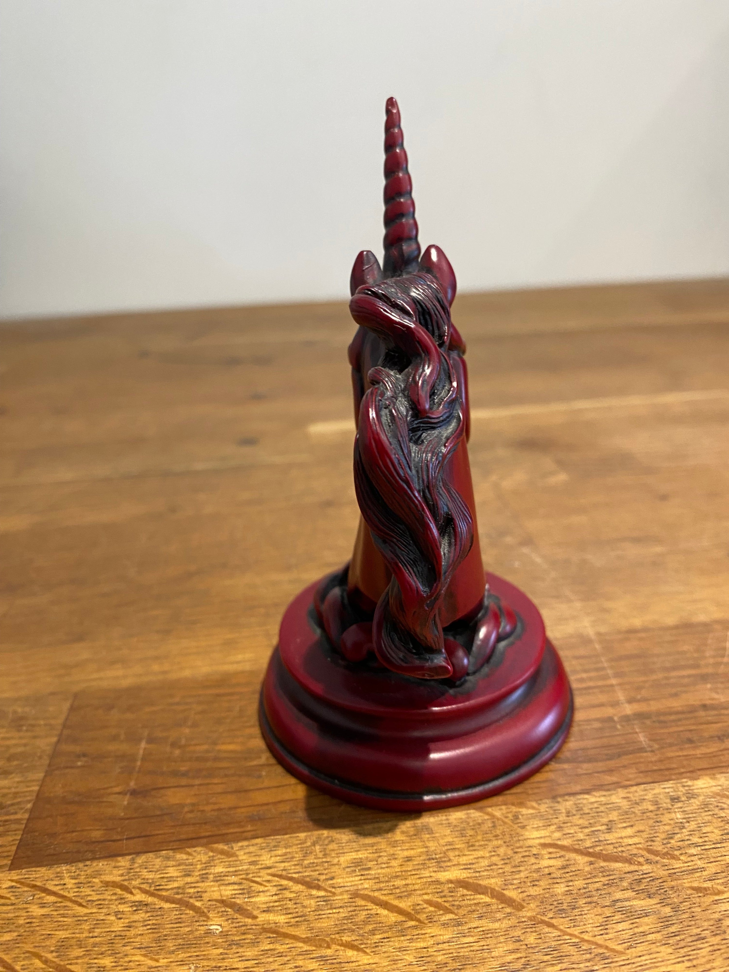 Red Resin Unicorn Head Ornament 12.5 Cms High.
