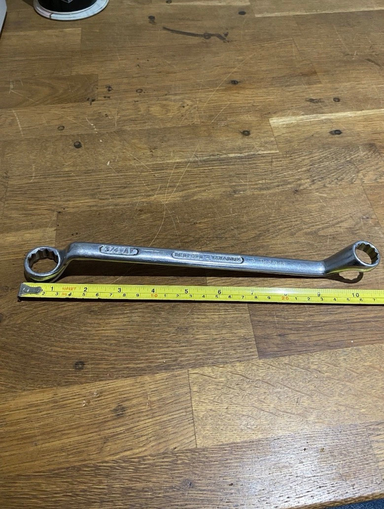 Vintage Bedford Offset Ring Spanner , 3/4af & 5/8af